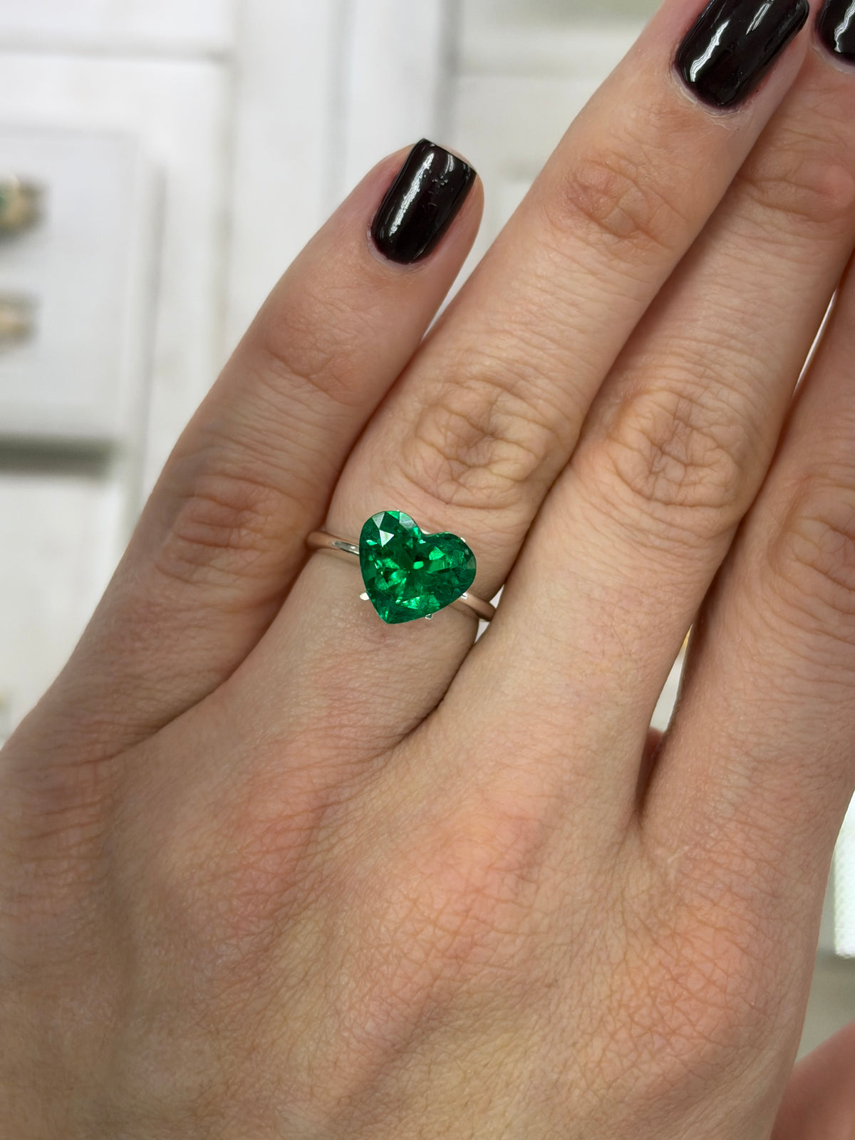 3.27 Carat 10x11 AAA+ Investment Grade Vivid Green Natural Loose Colombian Emerald-Heart Cut
