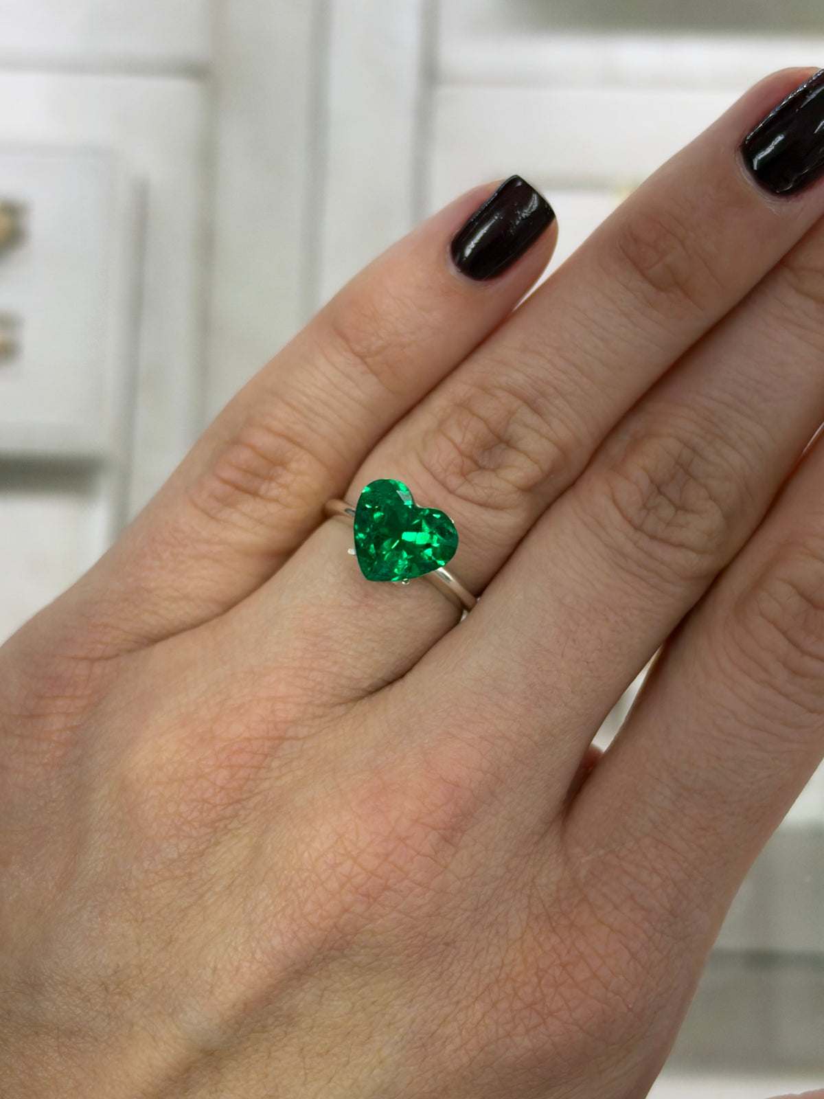 3.27 Carat 10x11 AAA+ Investment Grade Vivid Green Natural Loose Colombian Emerald-Heart Cut