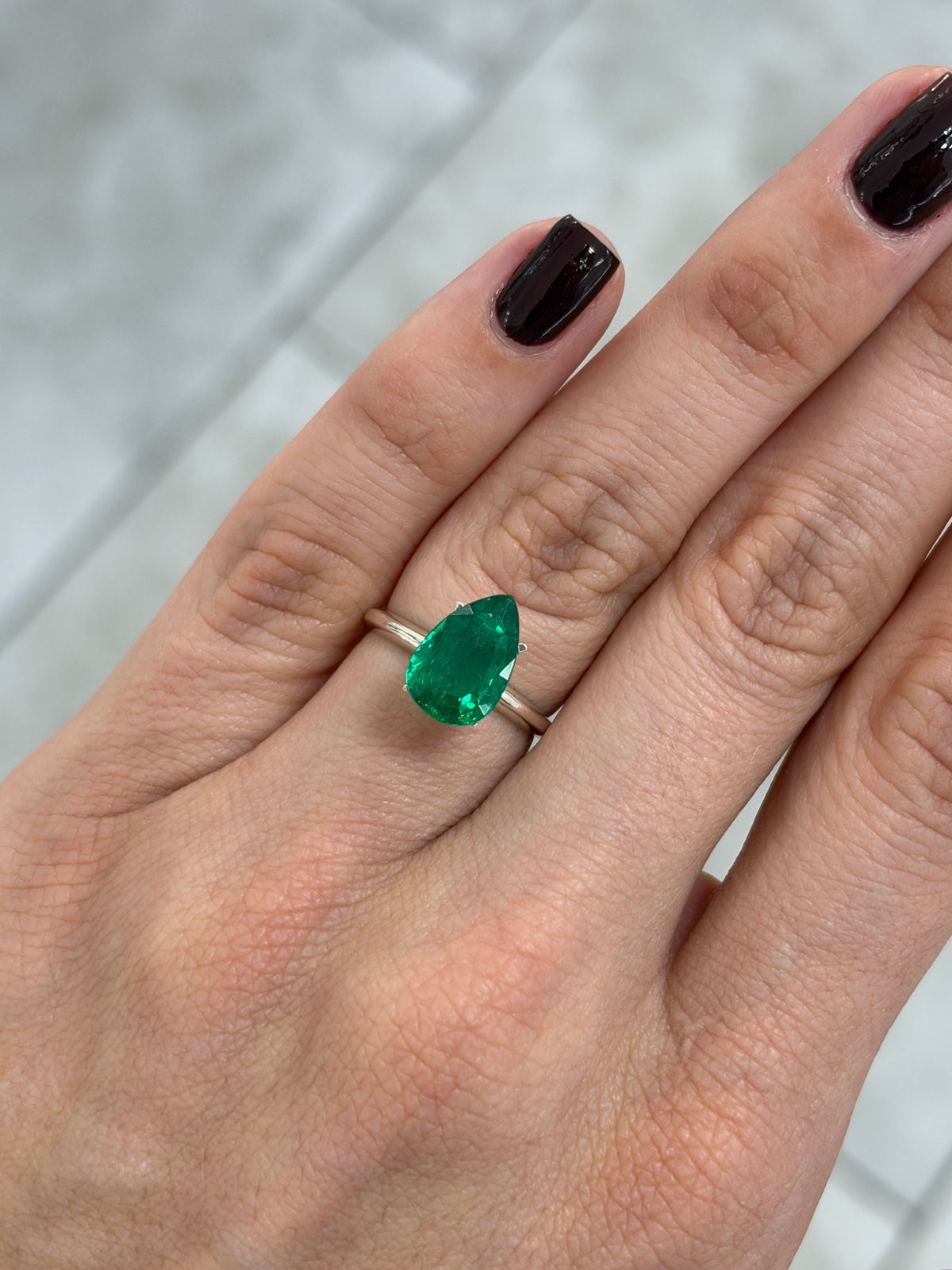 2.64 carat 12x8 Investment Grade Natural Loose Colombian Emerald-Pear Cut