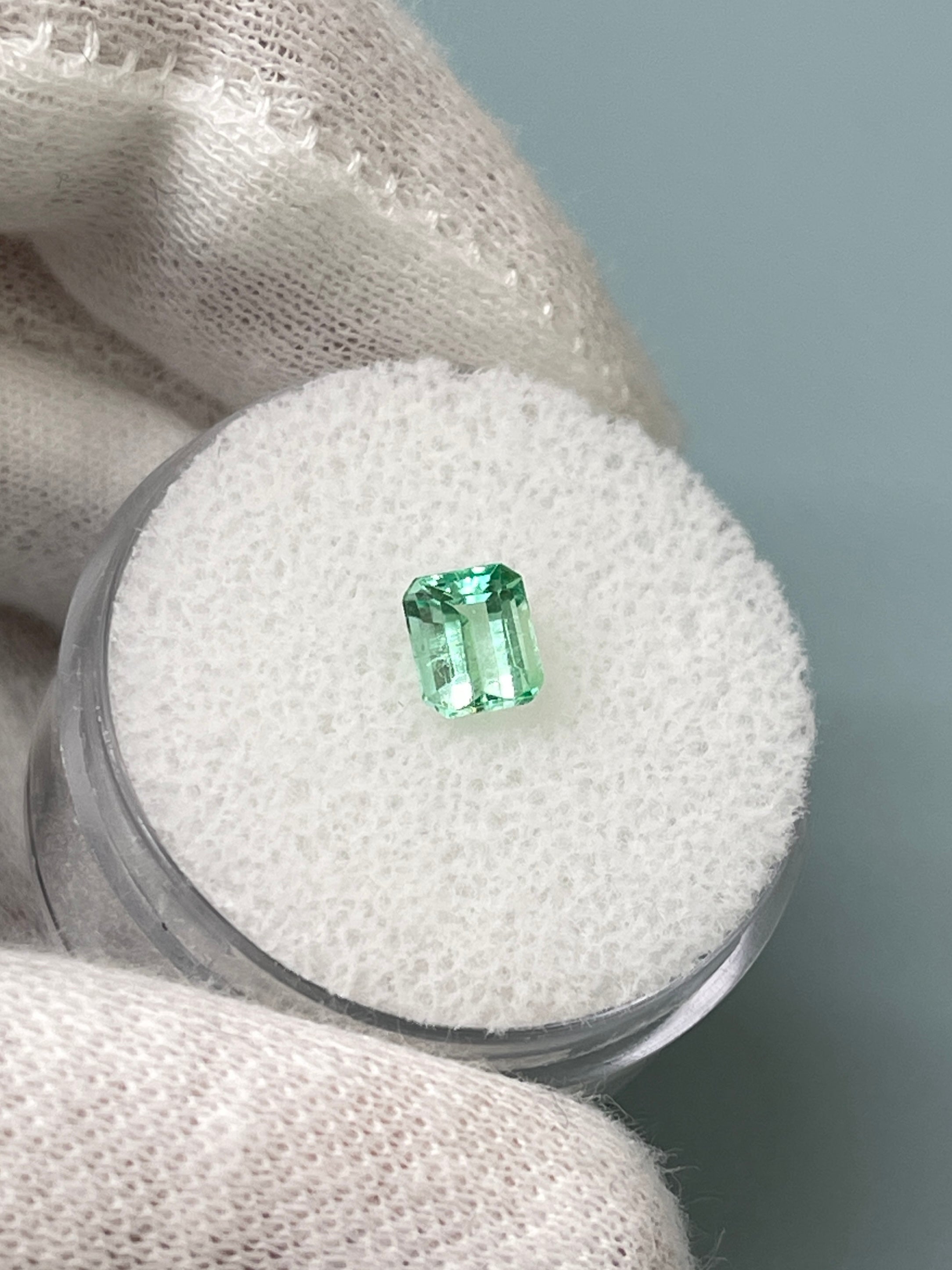 Remaning Balance For Custom Pendant 14K - 0.57 Carat 5.5x4.6 Pastel Green Natural Loose Colombian Emerald- Emerald Cut - JR Colombian Emeralds