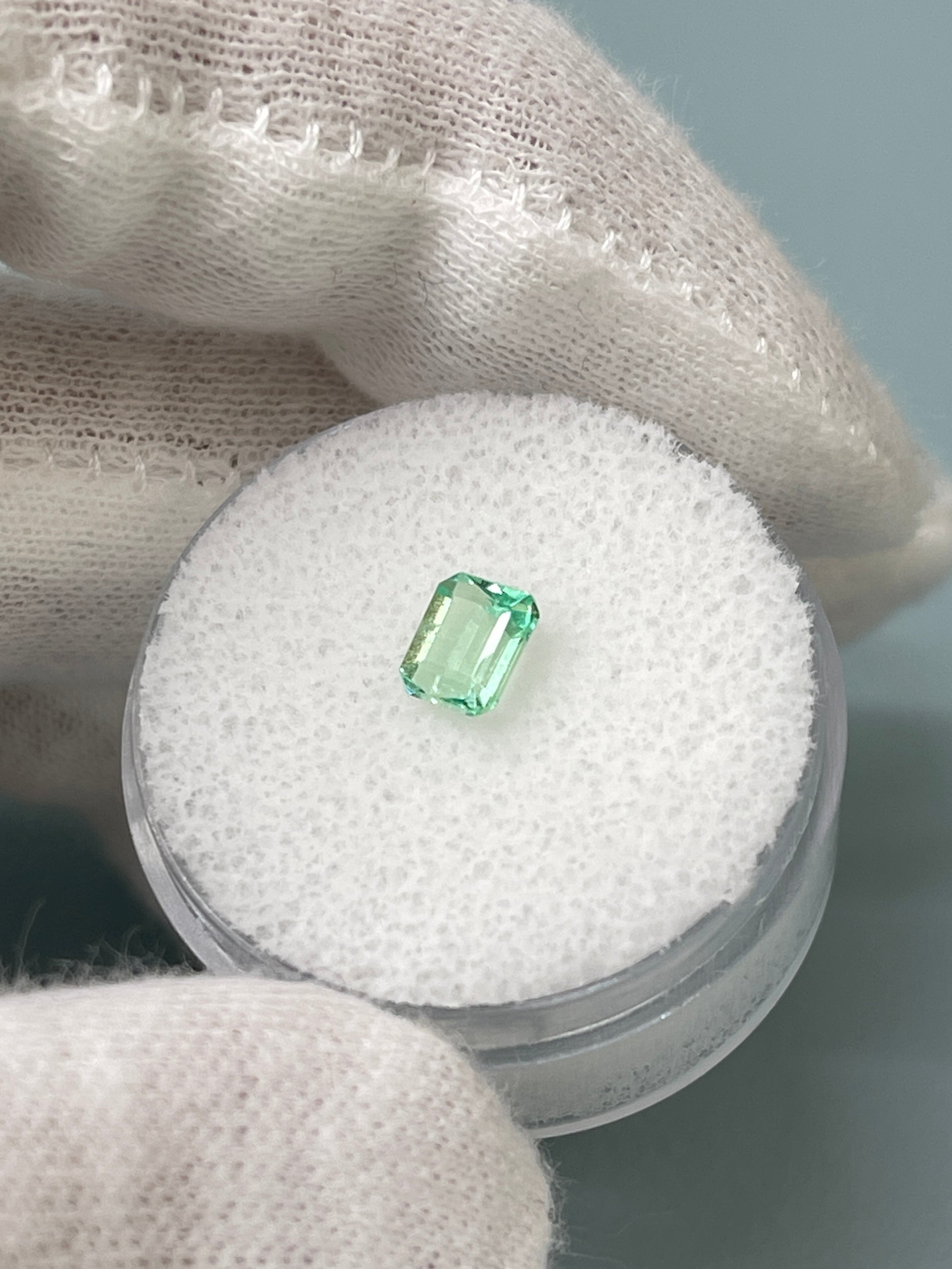 Remaning Balance For Custom Pendant 14K - 0.57 Carat 5.5x4.6 Pastel Green Natural Loose Colombian Emerald- Emerald Cut - JR Colombian Emeralds