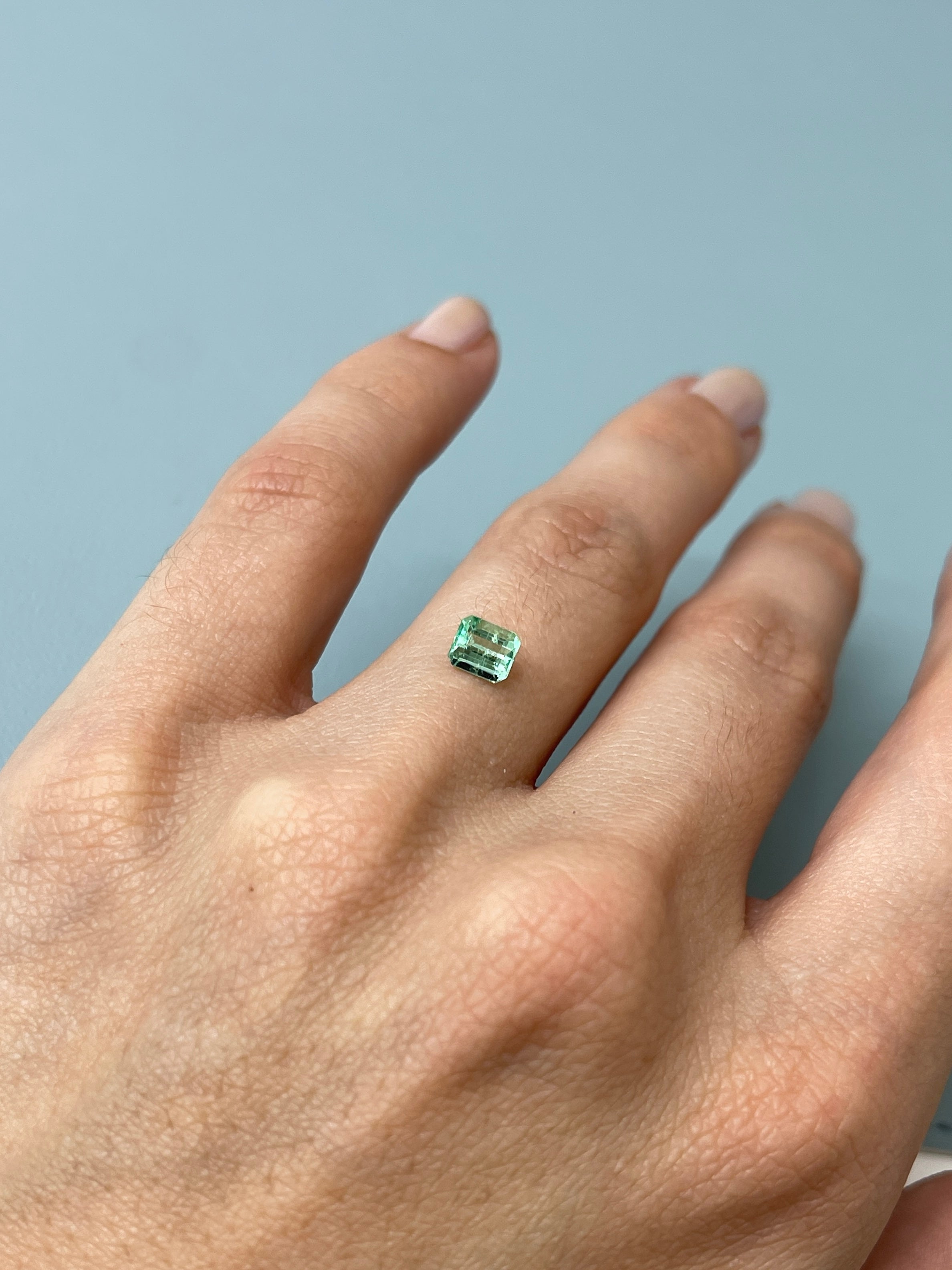 Remaning Balance For Custom Pendant 14K - 0.57 Carat 5.5x4.6 Pastel Green Natural Loose Colombian Emerald- Emerald Cut - JR Colombian Emeralds