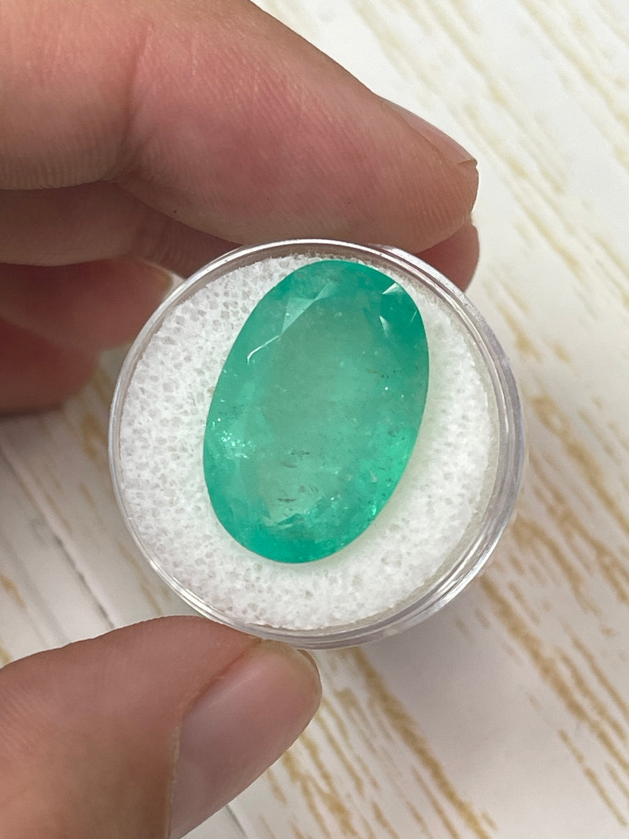 Gorgeous 15.65 Carat Loose Colombian Emerald - Natural Oval Cut