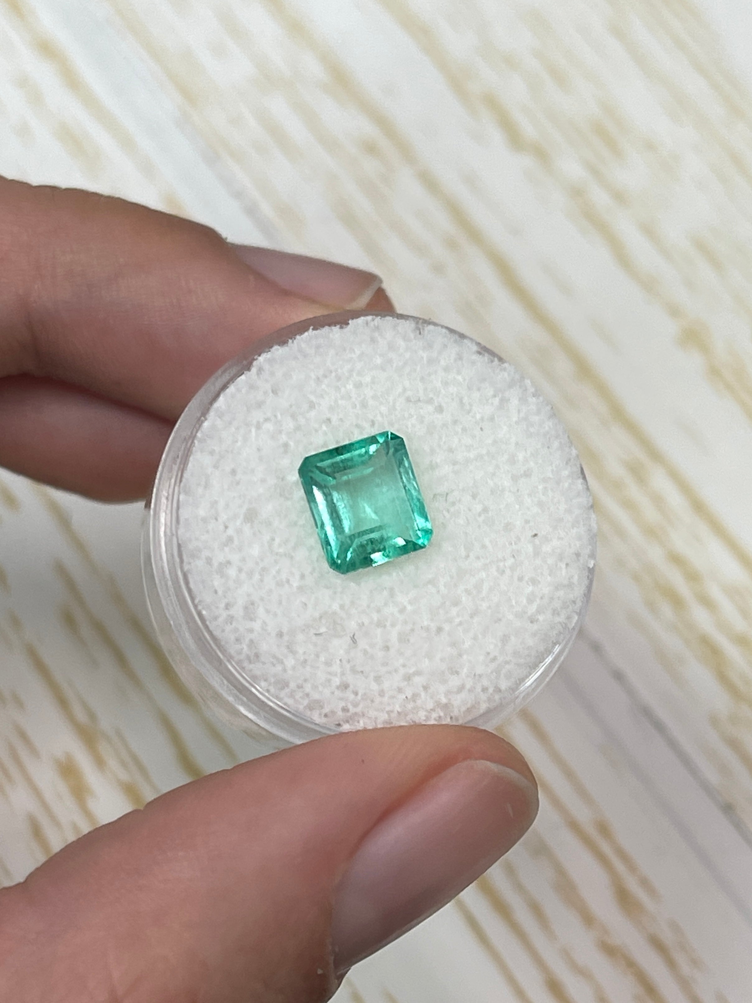 1.89 Carat 9x7 Spready Pastel Green Natural Loose Colombian Emerald-Chunky Emerald Cut - JR Colombian Emeralds