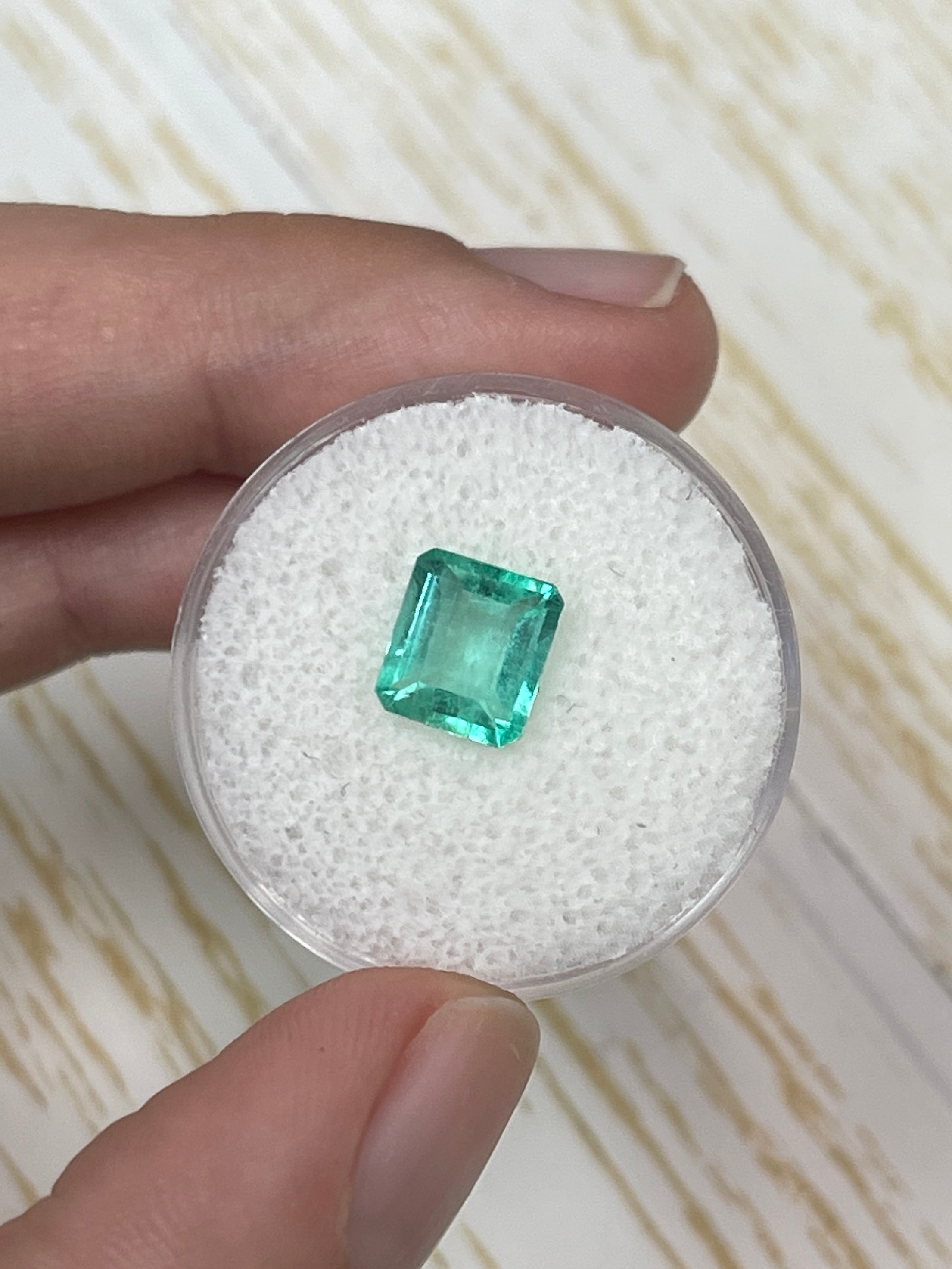 1.89 Carat 9x7 Spready Pastel Green Natural Loose Colombian Emerald-Chunky Emerald Cut - JR Colombian Emeralds