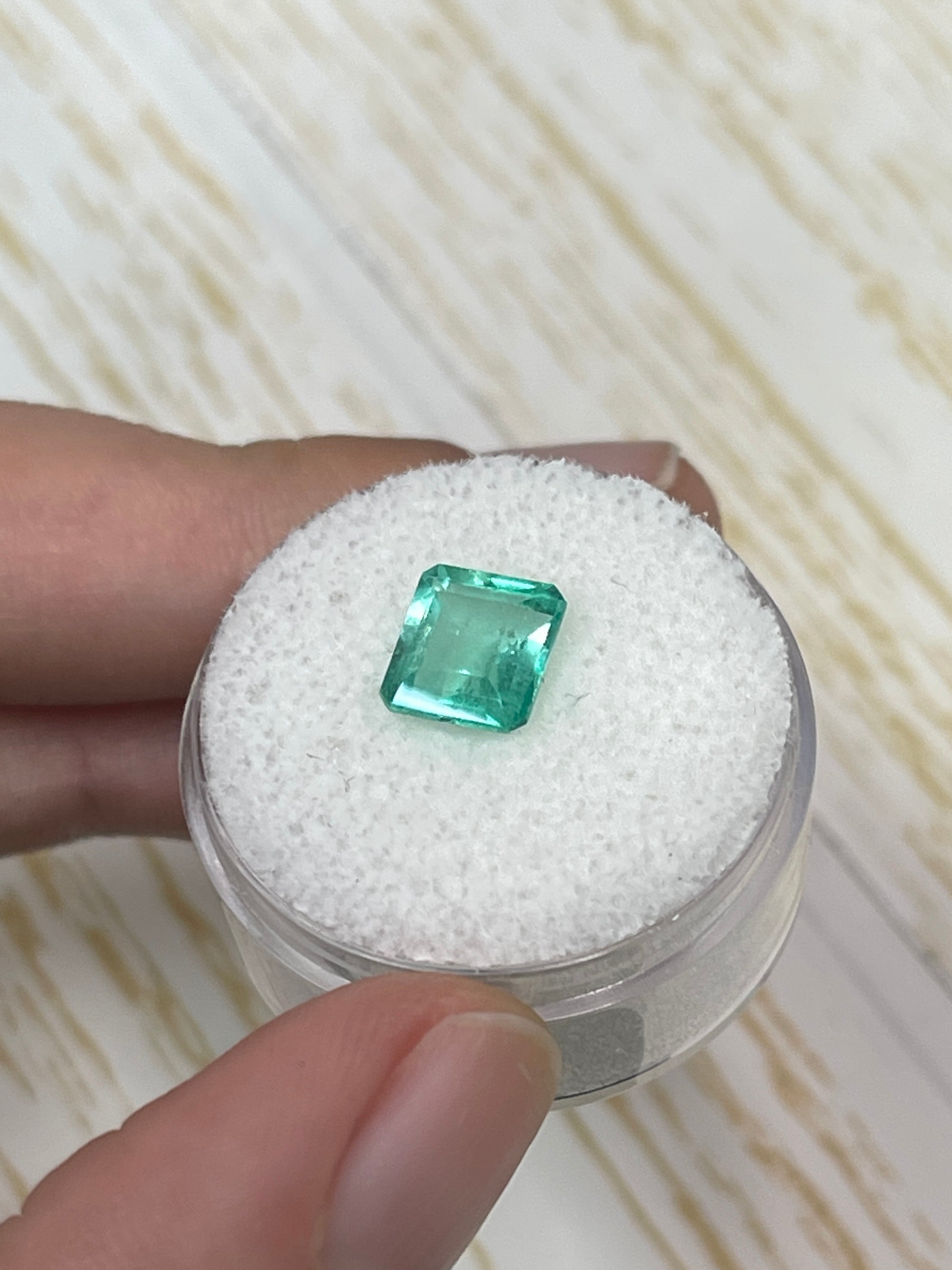 1.89 Carat 9x7 Spready Pastel Green Natural Loose Colombian Emerald-Chunky Emerald Cut - JR Colombian Emeralds
