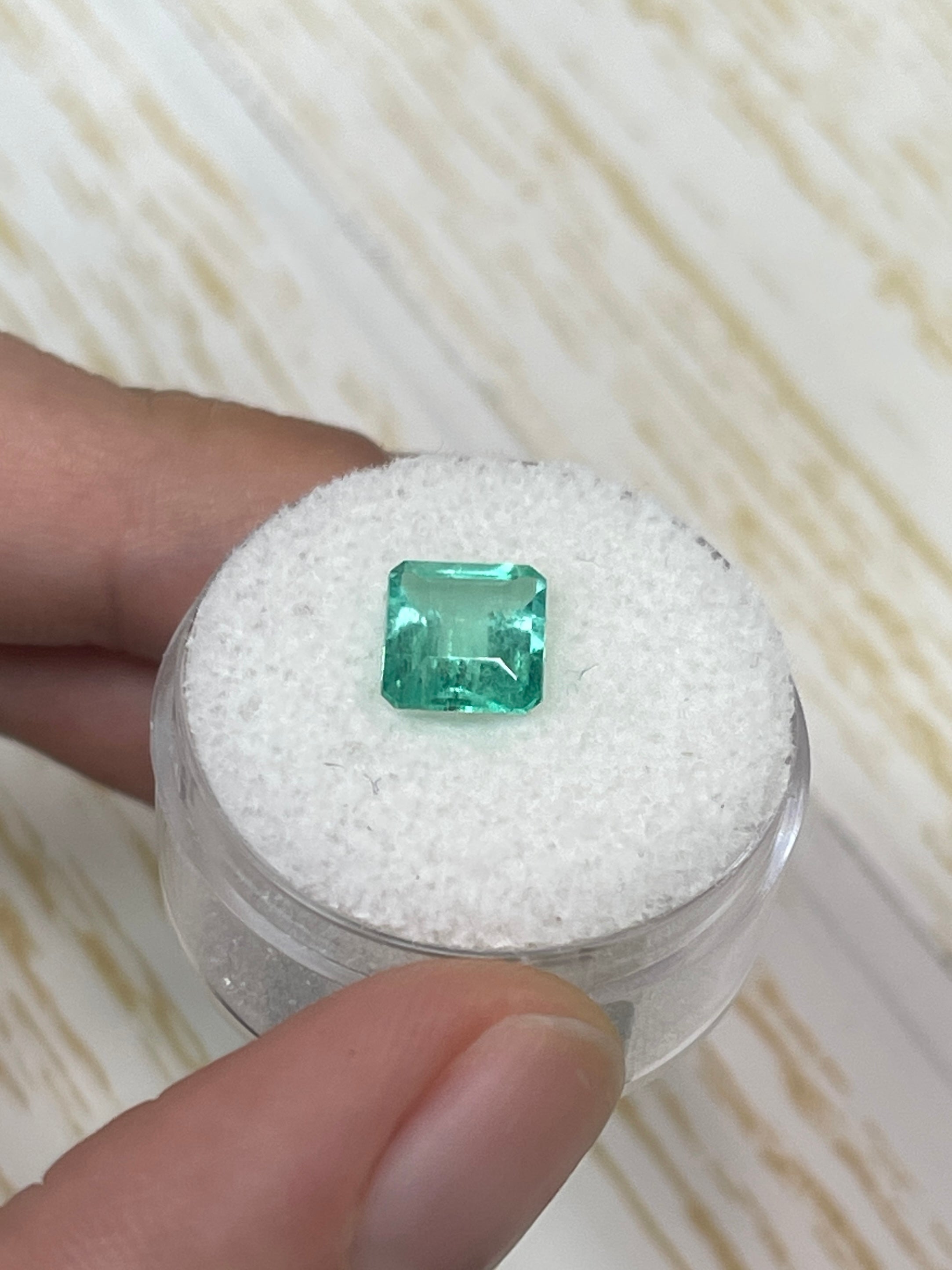 1.89 Carat 9x7 Spready Pastel Green Natural Loose Colombian Emerald-Chunky Emerald Cut - JR Colombian Emeralds