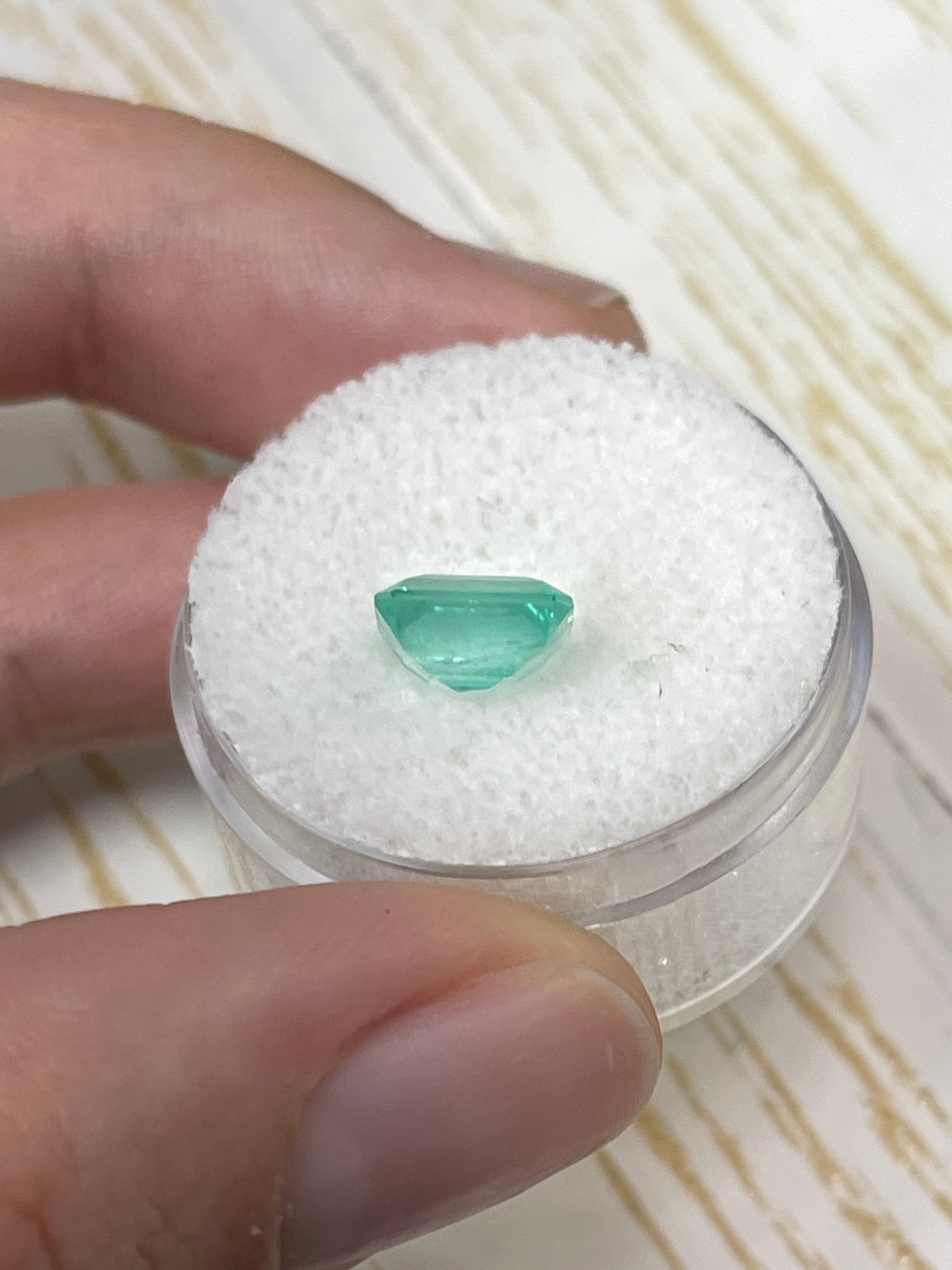 1.89 Carat 9x7 Spready Pastel Green Natural Loose Colombian Emerald-Chunky Emerald Cut - JR Colombian Emeralds