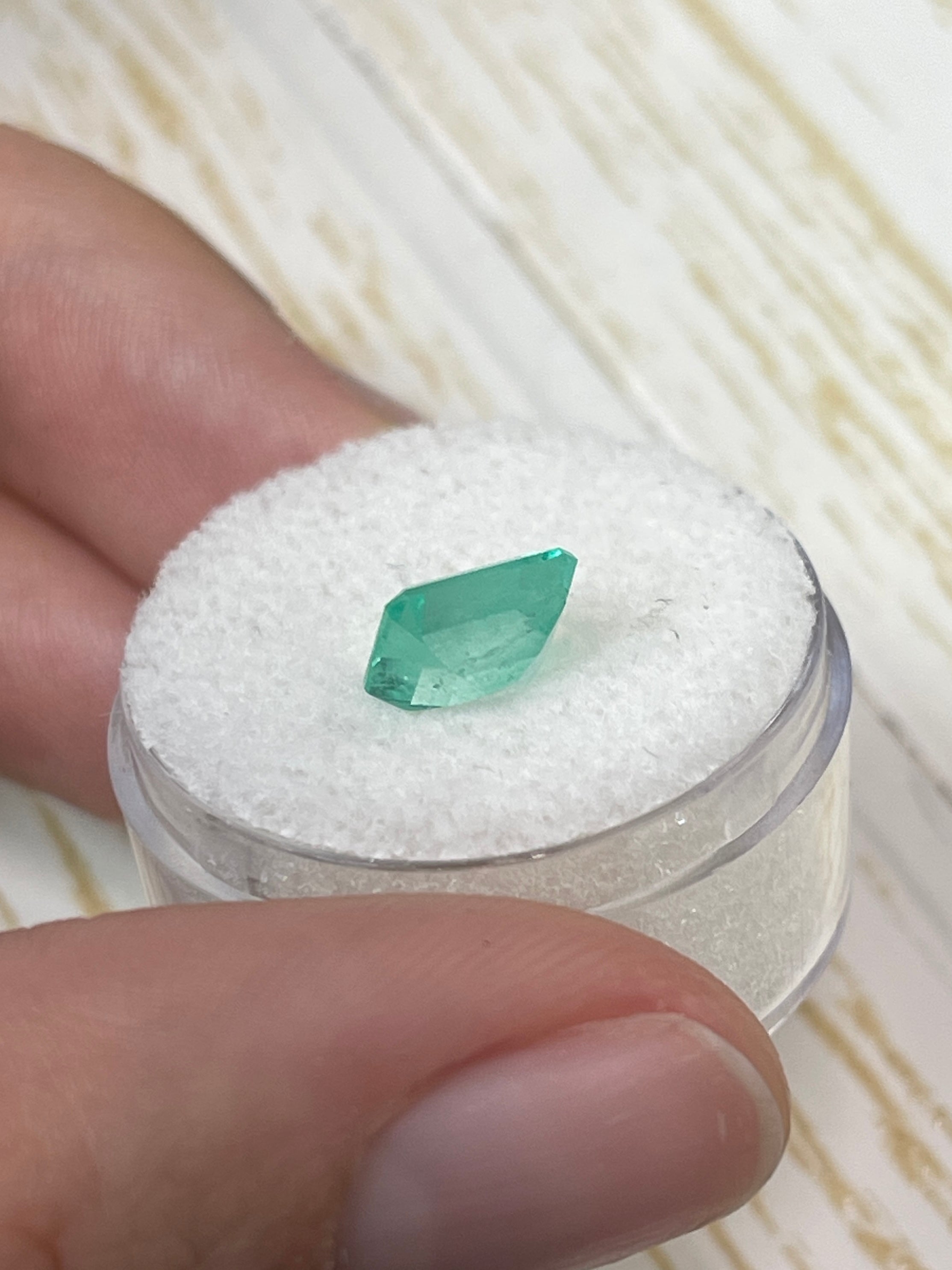 1.89 Carat 9x7 Spready Pastel Green Natural Loose Colombian Emerald-Chunky Emerald Cut - JR Colombian Emeralds