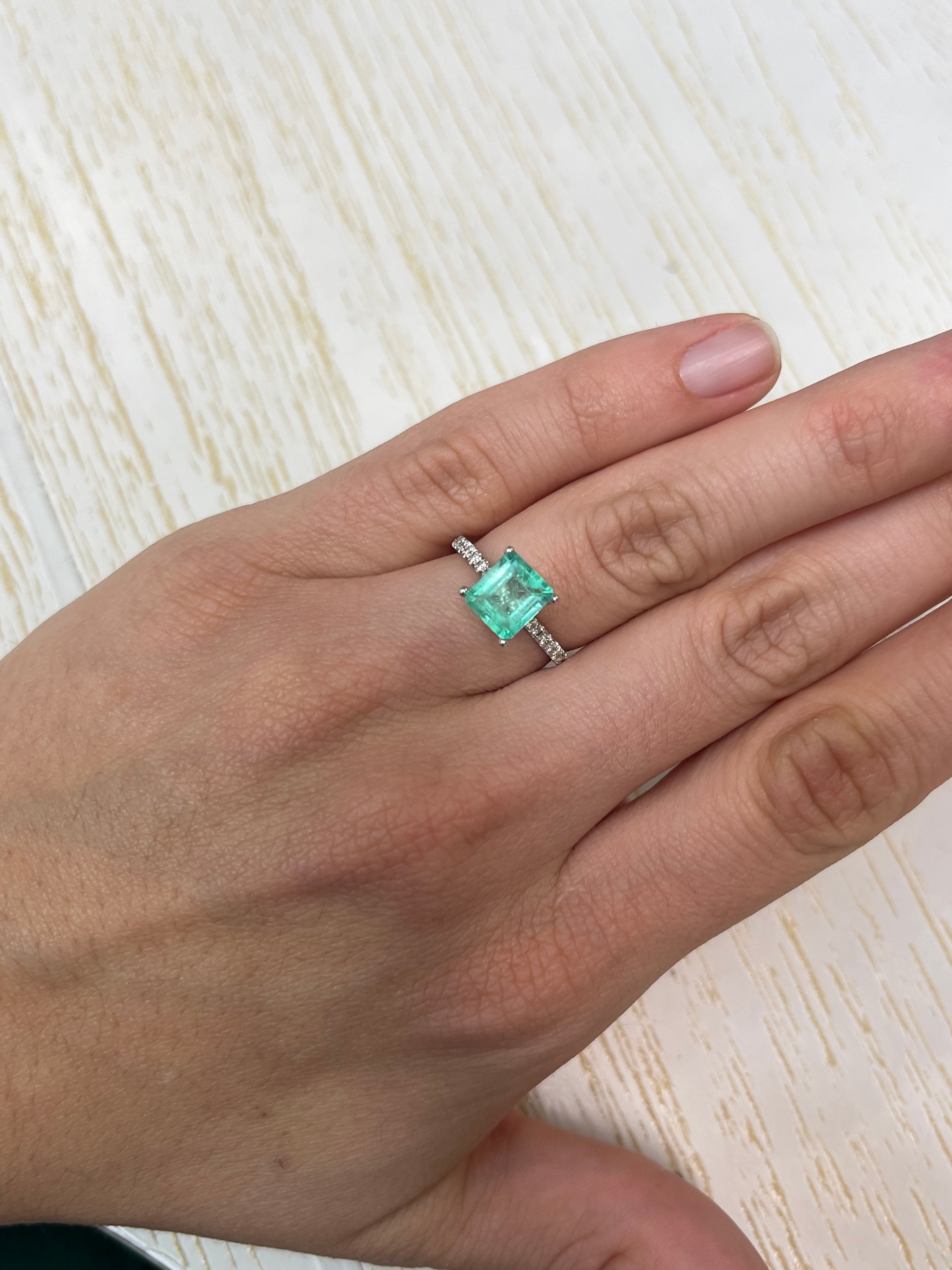 1.89 Carat 9x7 Spready Pastel Green Natural Loose Colombian Emerald-Chunky Emerald Cut - JR Colombian Emeralds