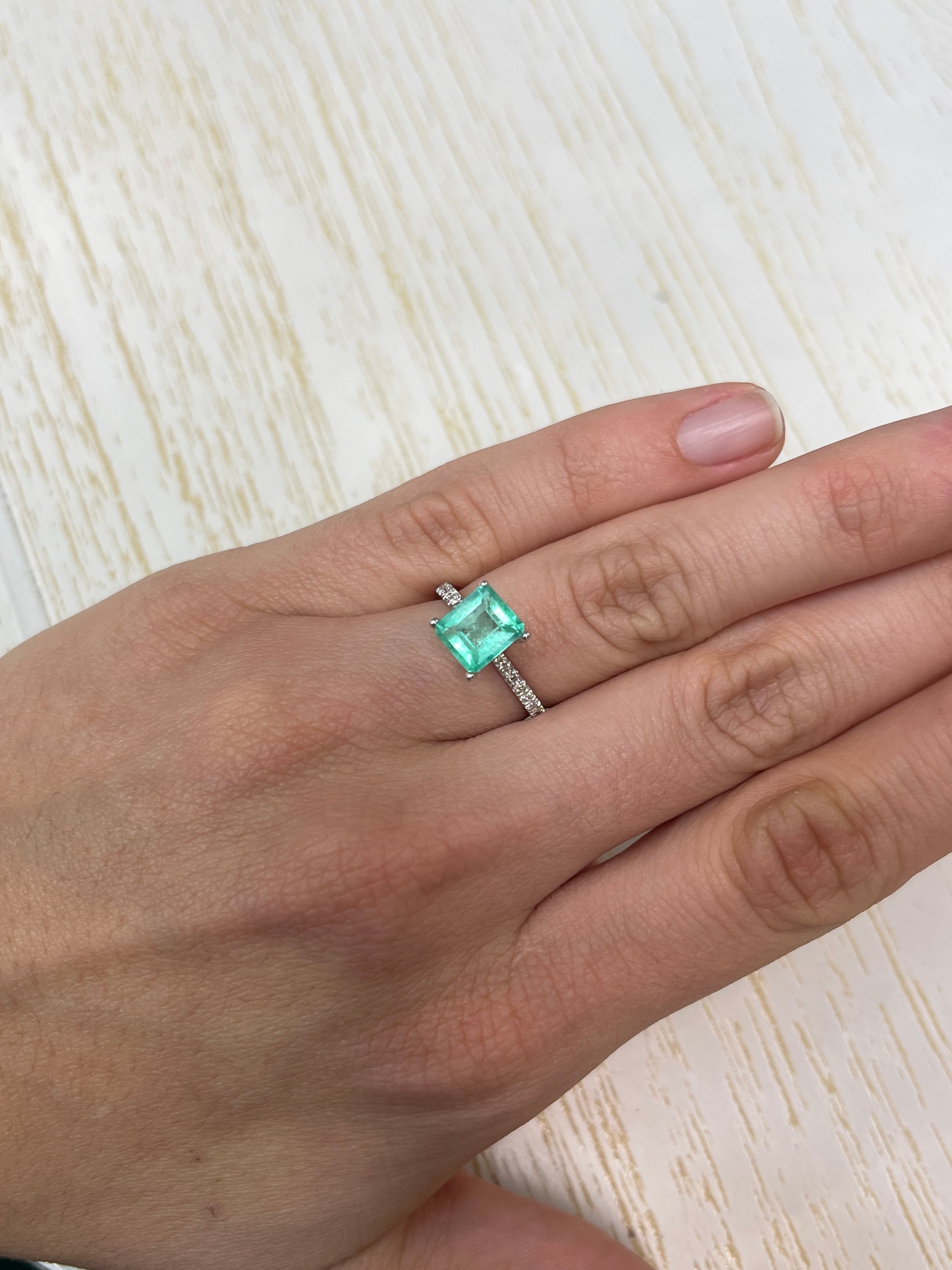 1.89 Carat 9x7 Spready Pastel Green Natural Loose Colombian Emerald-Chunky Emerald Cut - JR Colombian Emeralds