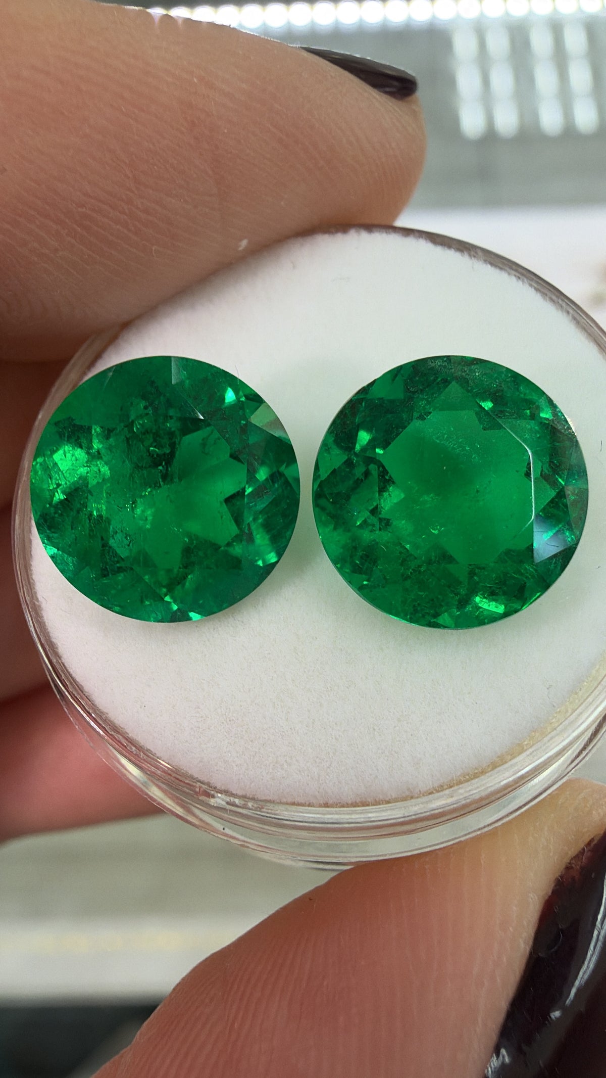 7.31tcw 9x9 AAA+ RARE Matching Vivid Green Natural Round Loose Colombian Emeralds