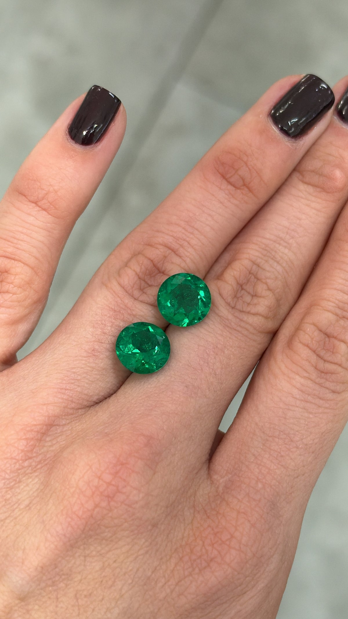 7.31tcw 9x9 AAA+ RARE Matching Vivid Green Natural Round Loose Colombian Emeralds
