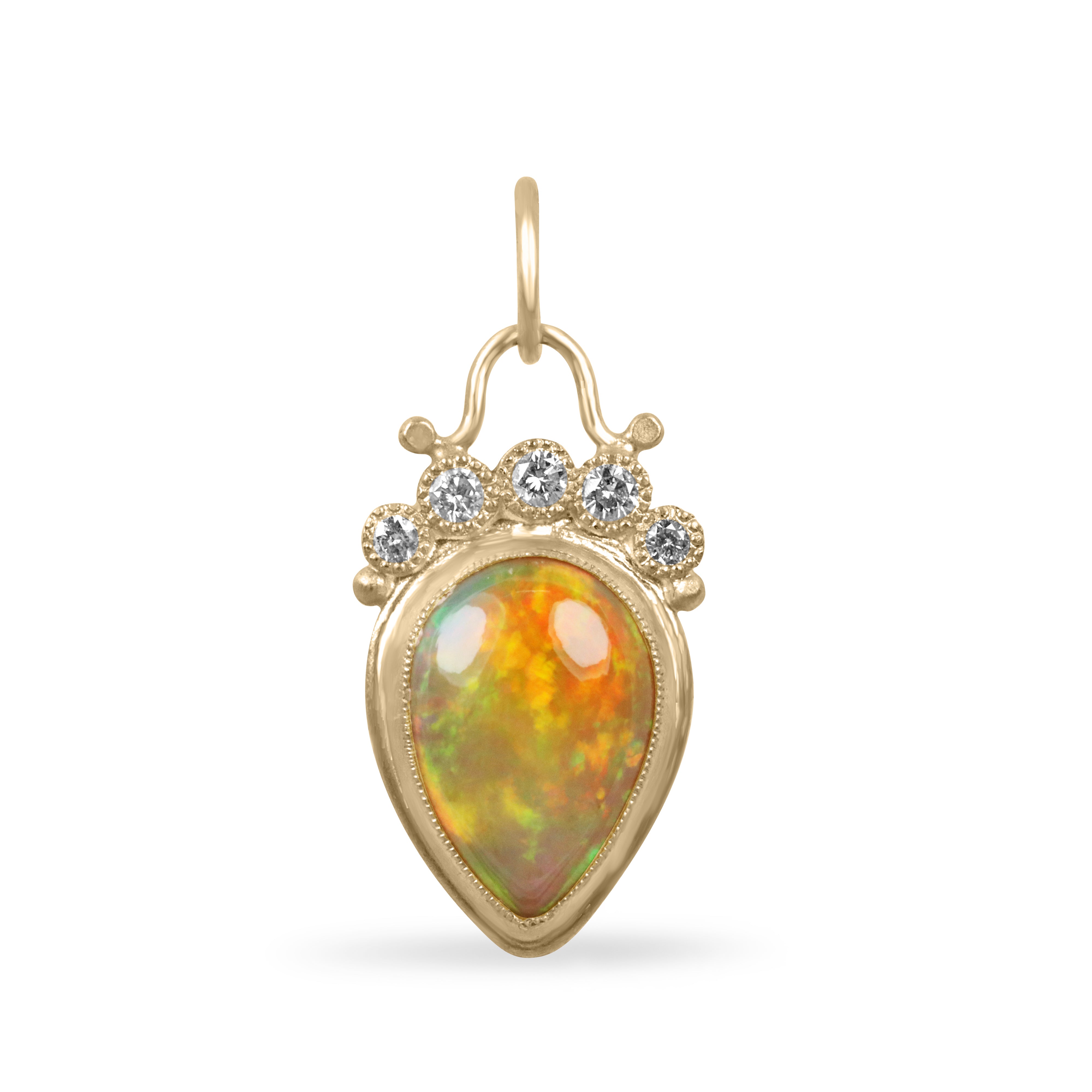 4.13tcw 24K Gold Crystal Opal & Diamond Tiara Pendant