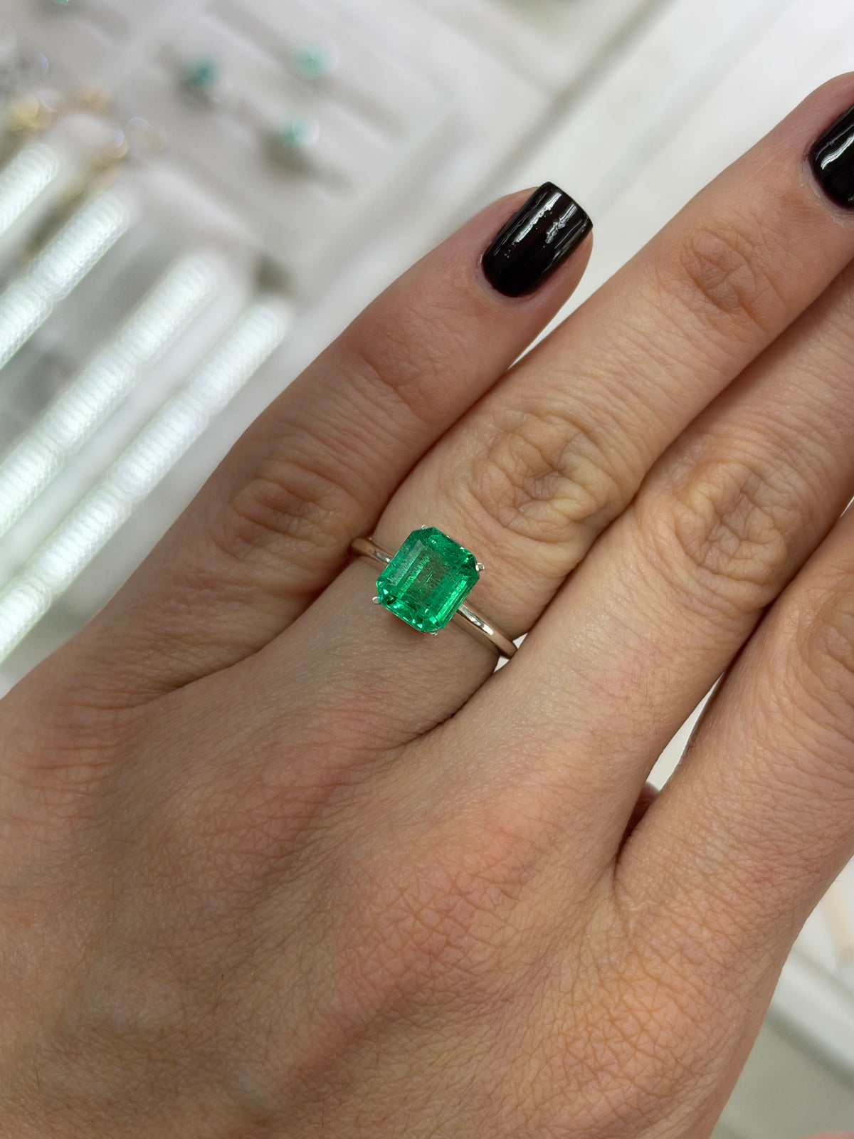 2.58 Carat 9x7.5 Crystalline Green Natural Loose Colombian Emerald- Emerald Cut