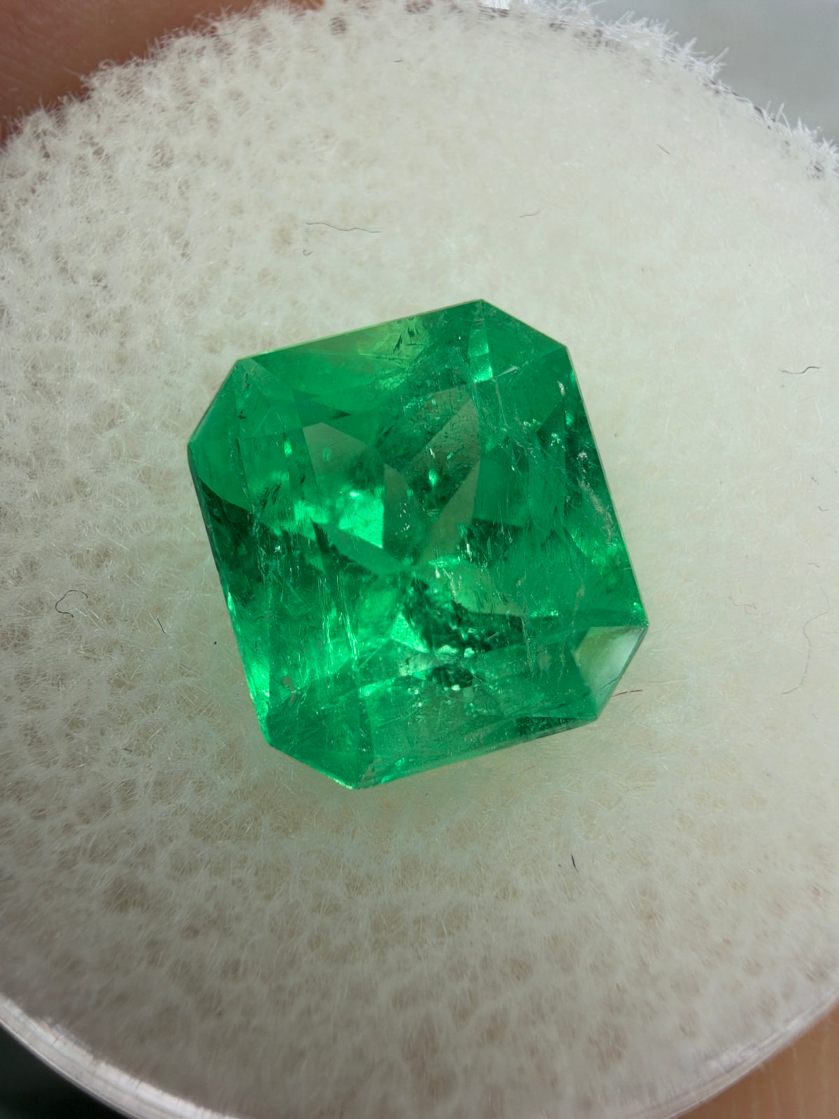 3.03 Carat Electric Yellowish Green Natural Loose Colombian Emerald- Chunky Emerald Cut