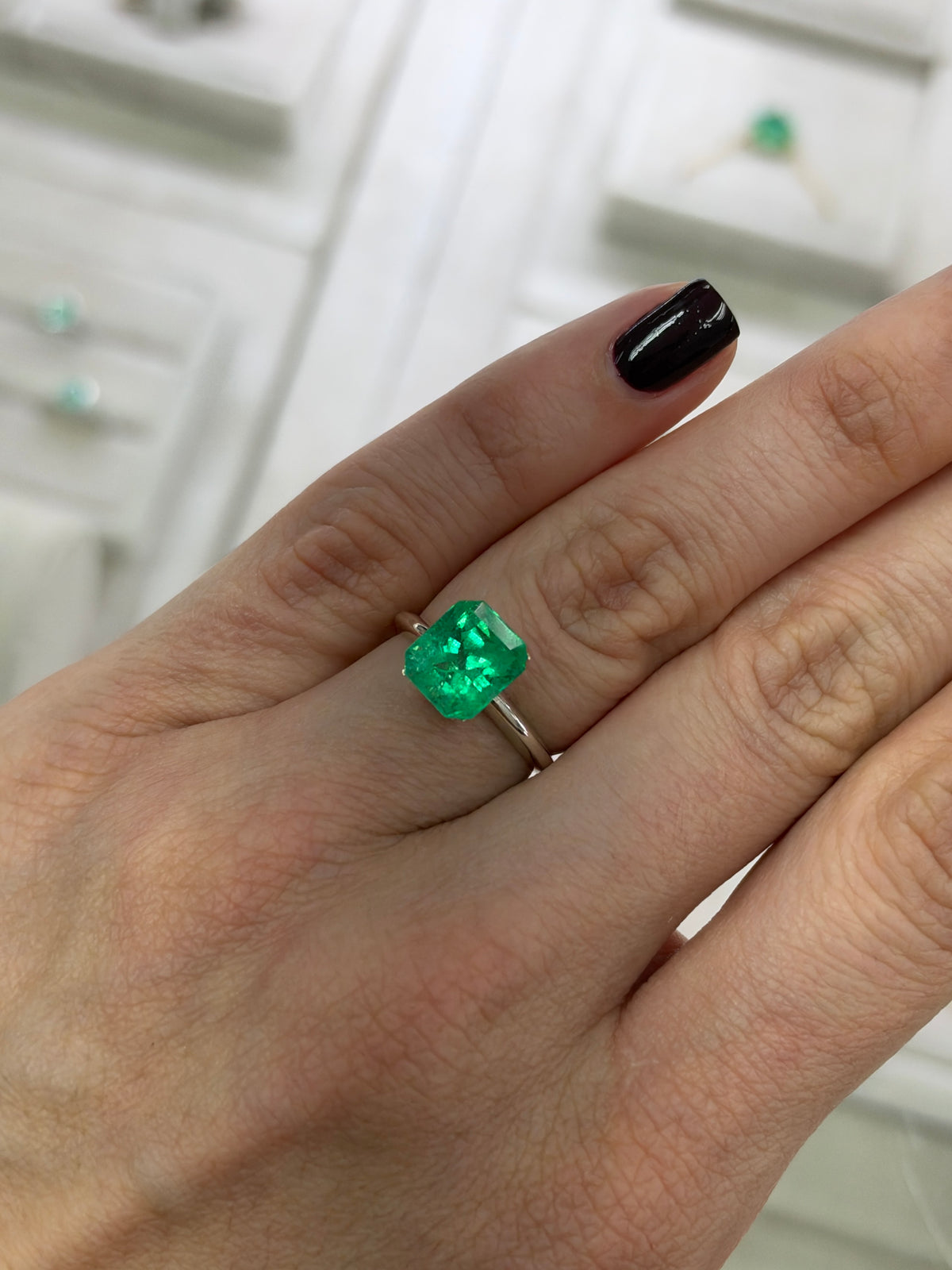 3.03 Carat Electric Yellowish Green Natural Loose Colombian Emerald- Chunky Emerald Cut
