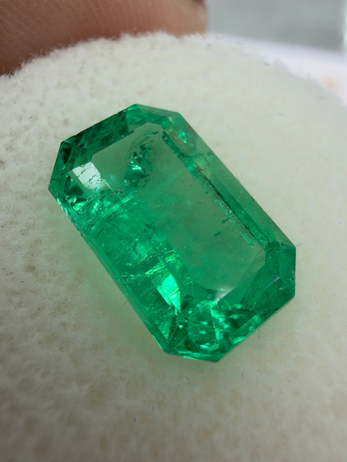 3.71 Carat 12x8 Gemmy Elongated Green Natural Loose Colombian Emerald- Emerald Cut