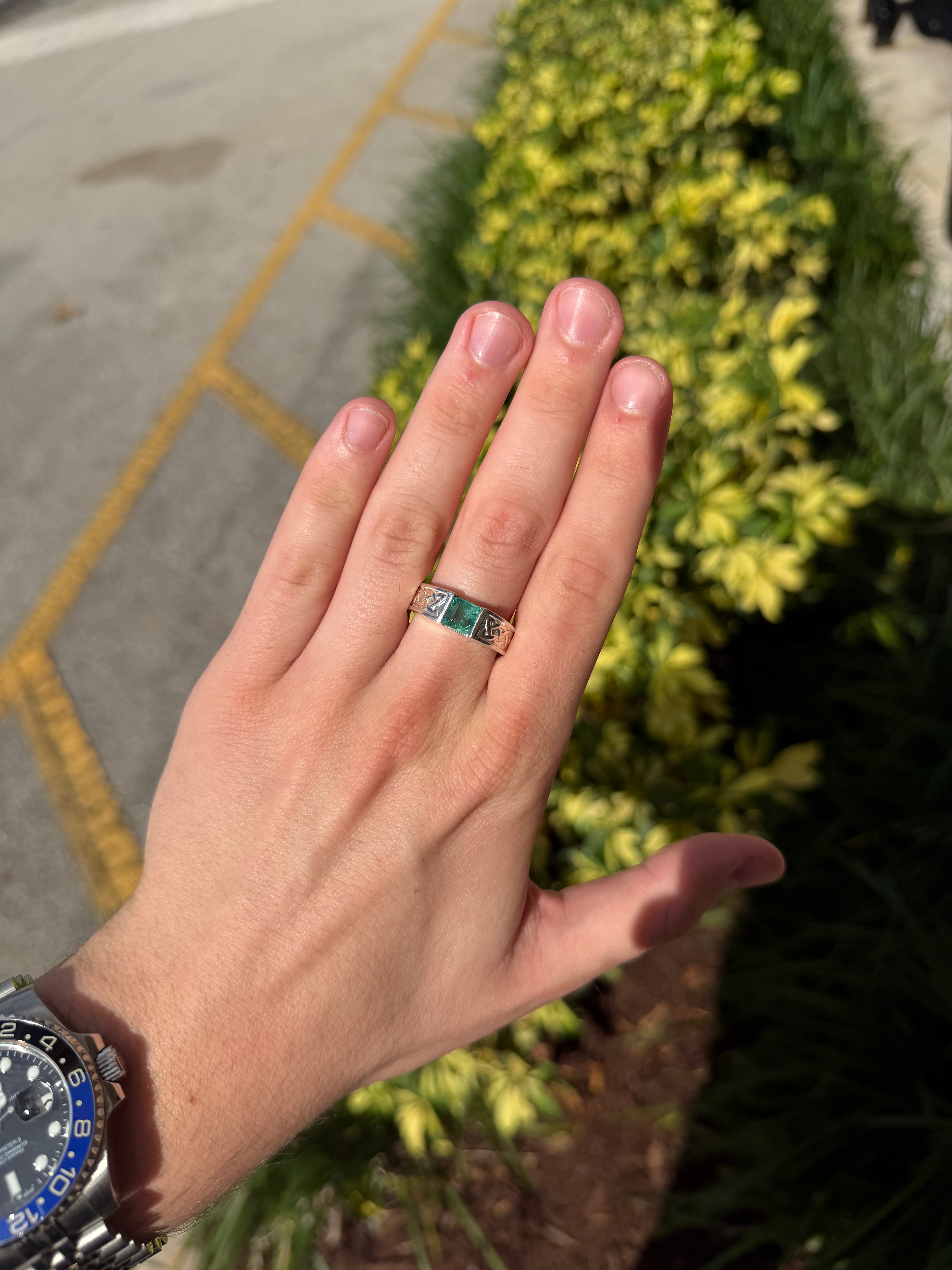 1.70ct 925 Celtic Irish Knot Asscher Emerald Solitaire Ring