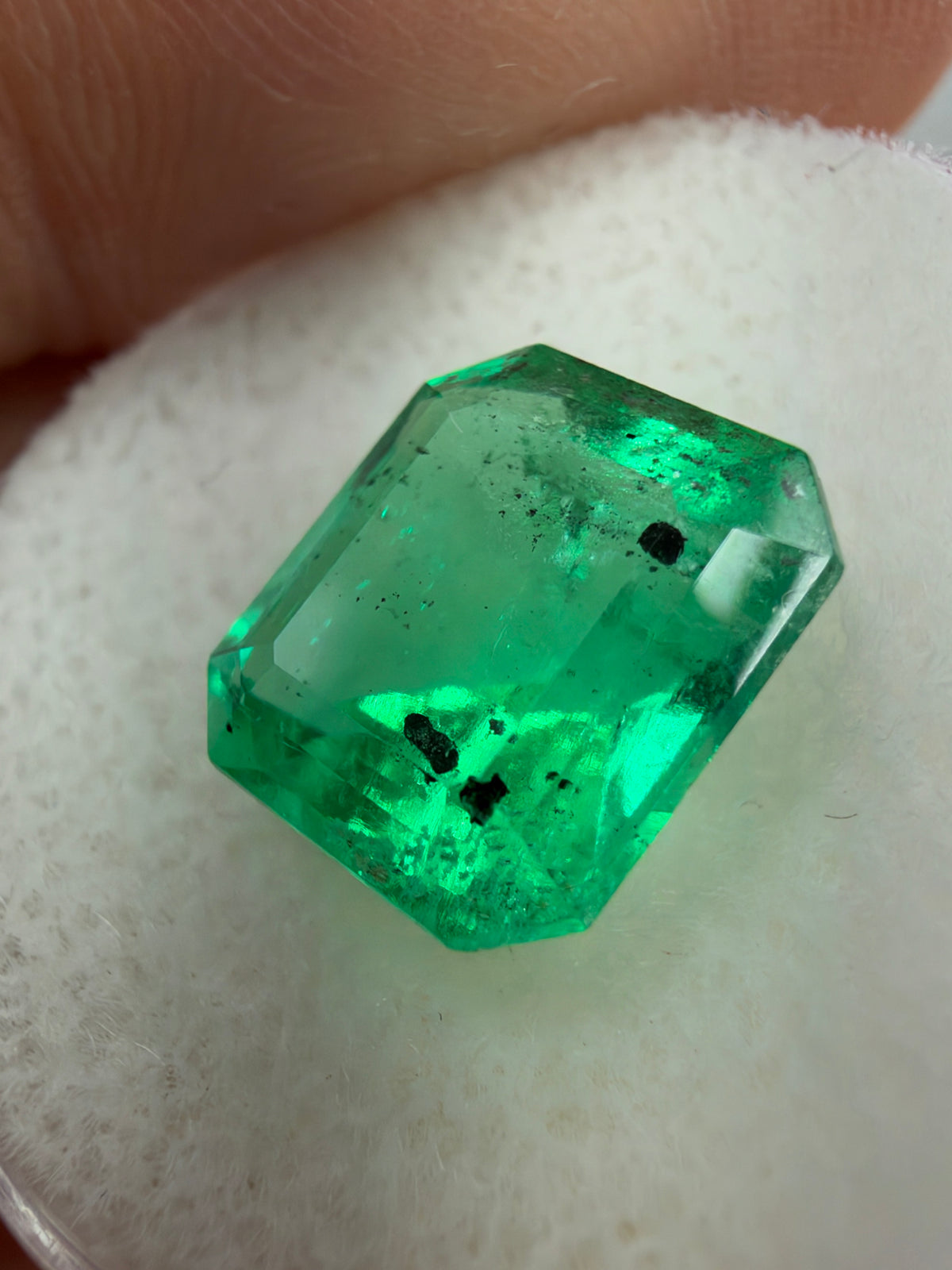 4.01 Carat 10x9 Carbon Inclusion Bluish Green Natural Loose Colombian Emerald-Asscher Cut
