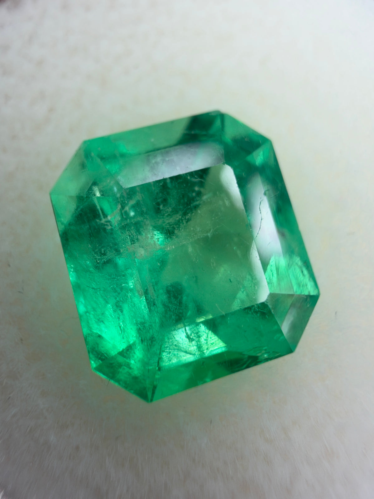 4.44 Carat 10x9 Yellowish Green Natural Loose Colombian Emerald-Asscher Cut