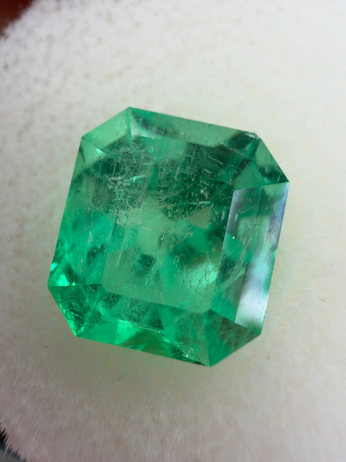 4.44 Carat 10x9 Yellowish Green Natural Loose Colombian Emerald-Asscher Cut