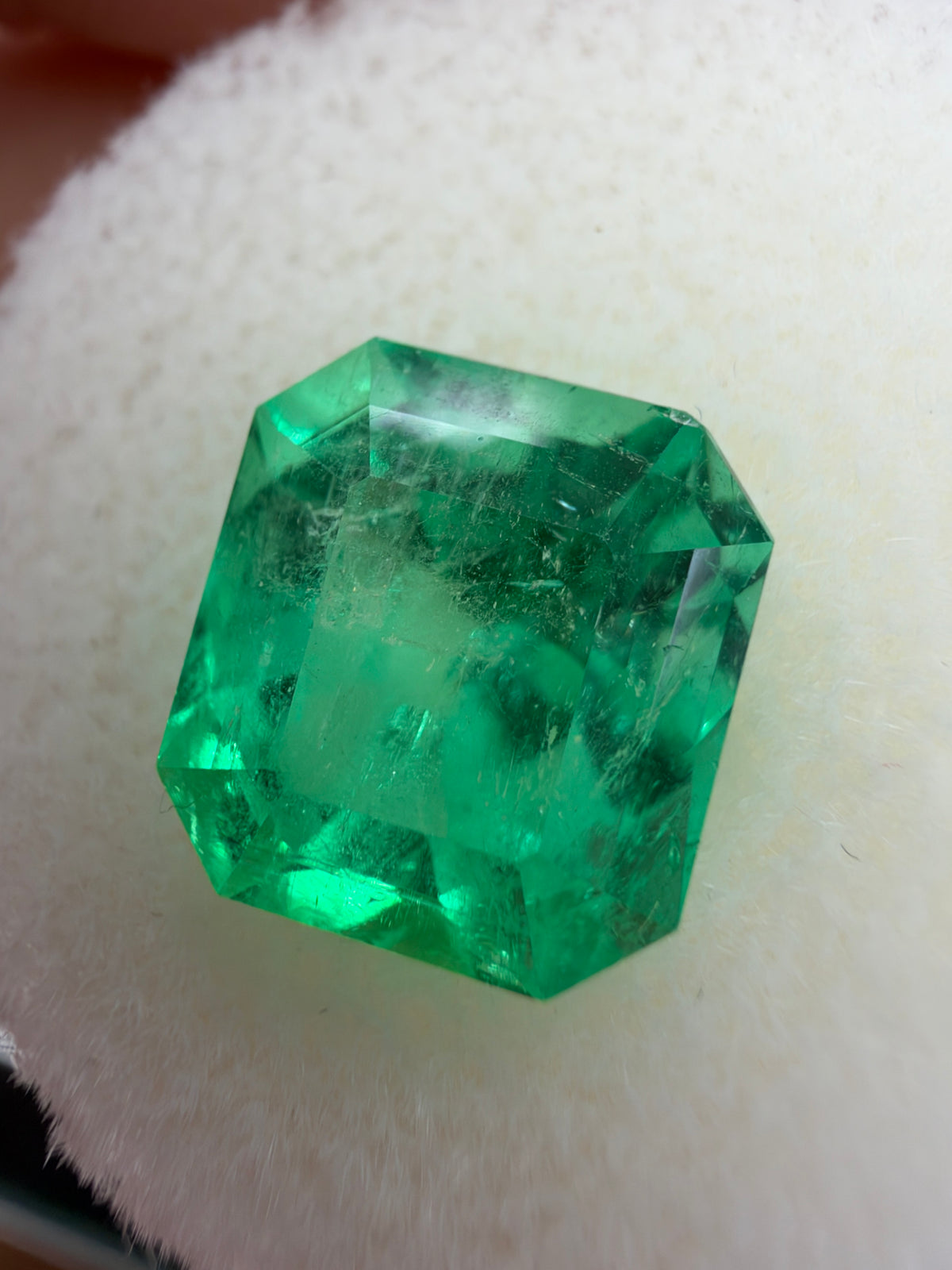 4.44 Carat 10x9 Yellowish Green Natural Loose Colombian Emerald-Asscher Cut