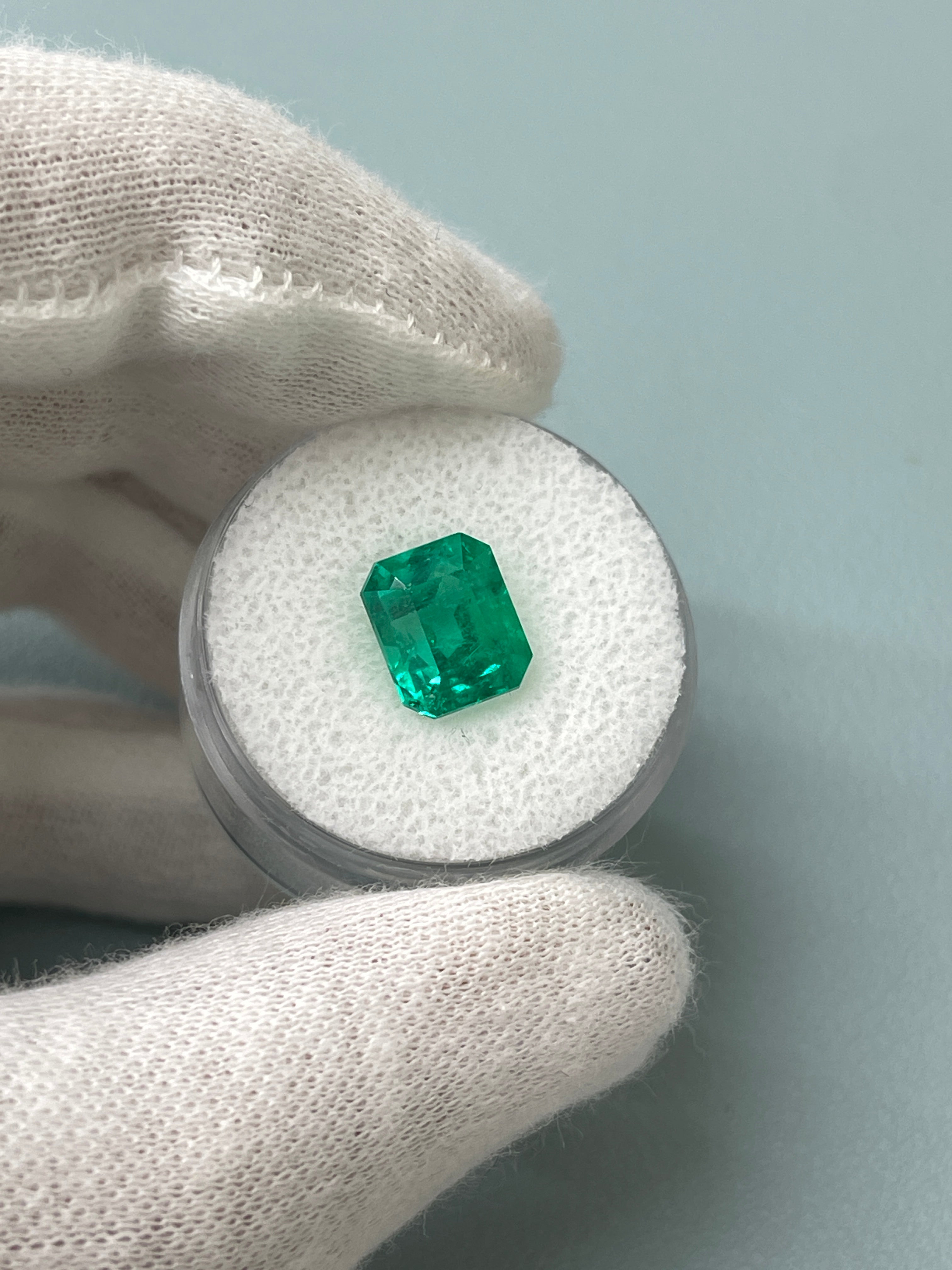 3.43 Carat AAA+ Vivid Bluish Green Natural Loose Colombian Emerald-Emerald Cut - JR Colombian Emeralds