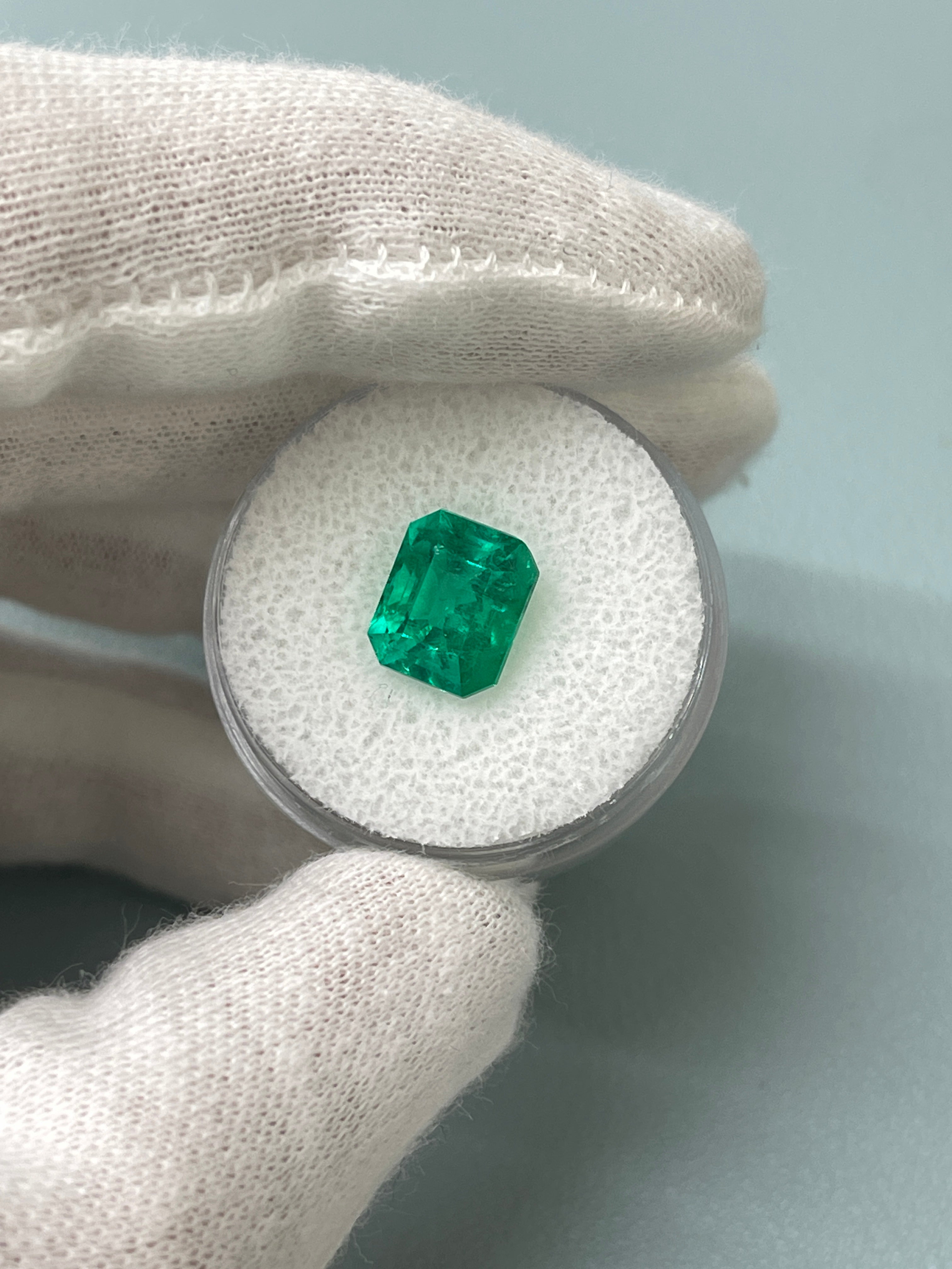 3.43 Carat AAA+ Vivid Bluish Green Natural Loose Colombian Emerald-Emerald Cut - JR Colombian Emeralds