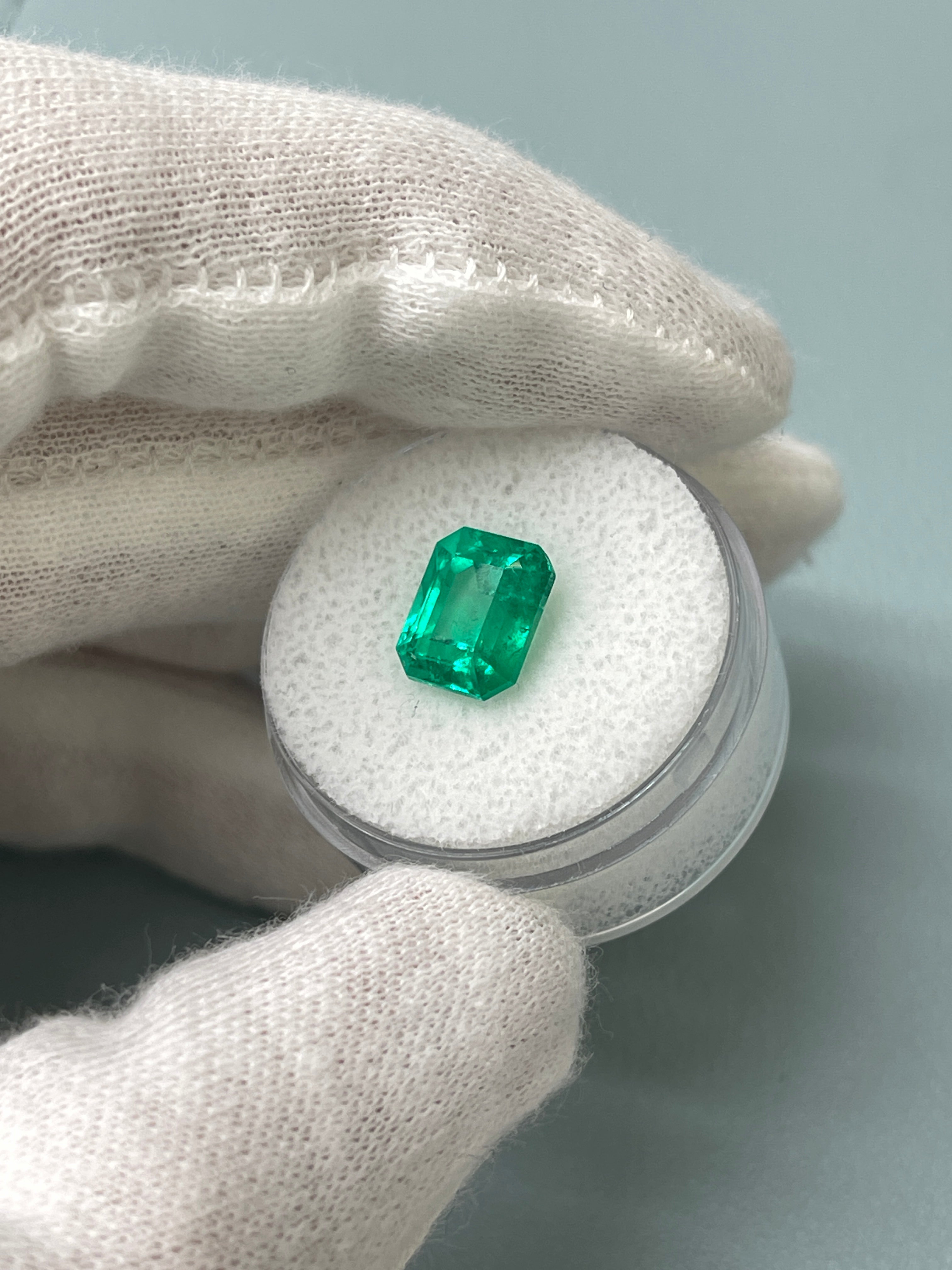 3.43 Carat AAA+ Vivid Bluish Green Natural Loose Colombian Emerald-Emerald Cut - JR Colombian Emeralds