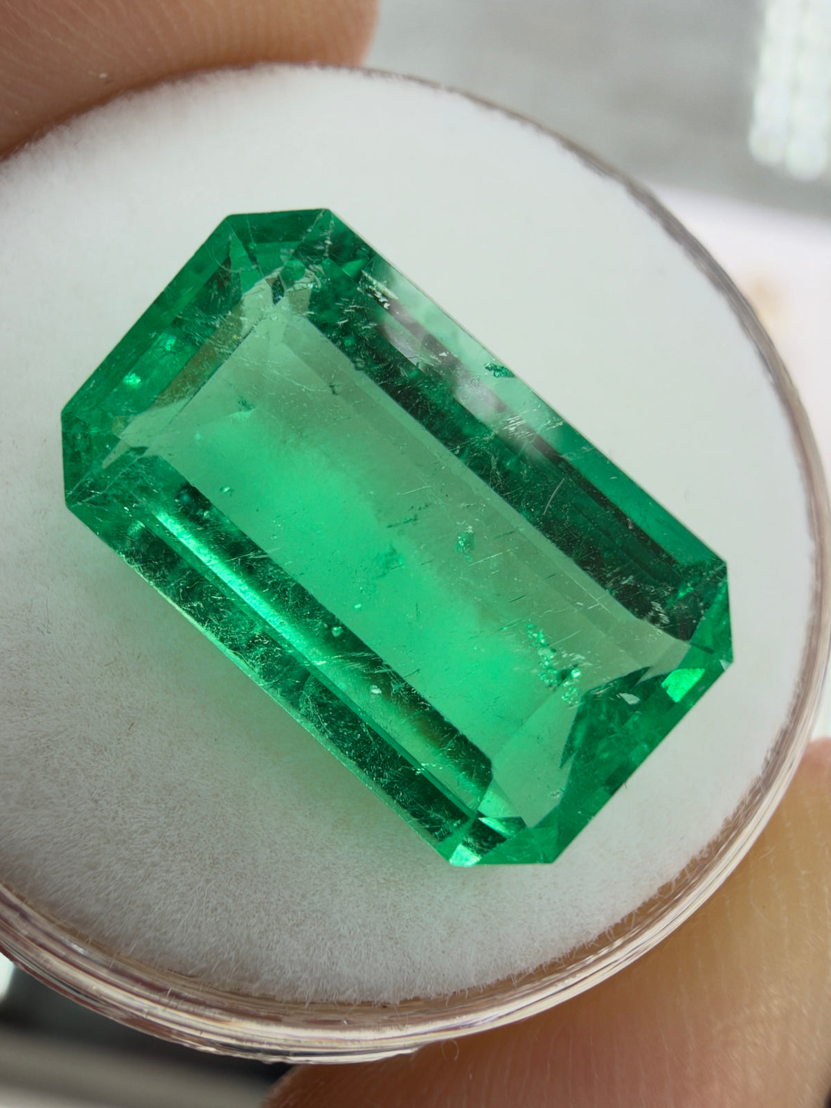 6.03 Carat 15x9 Hall Of Mirrors Yellowish Green Natural Loose Colombian Emerald-Elongated Emerald Cut