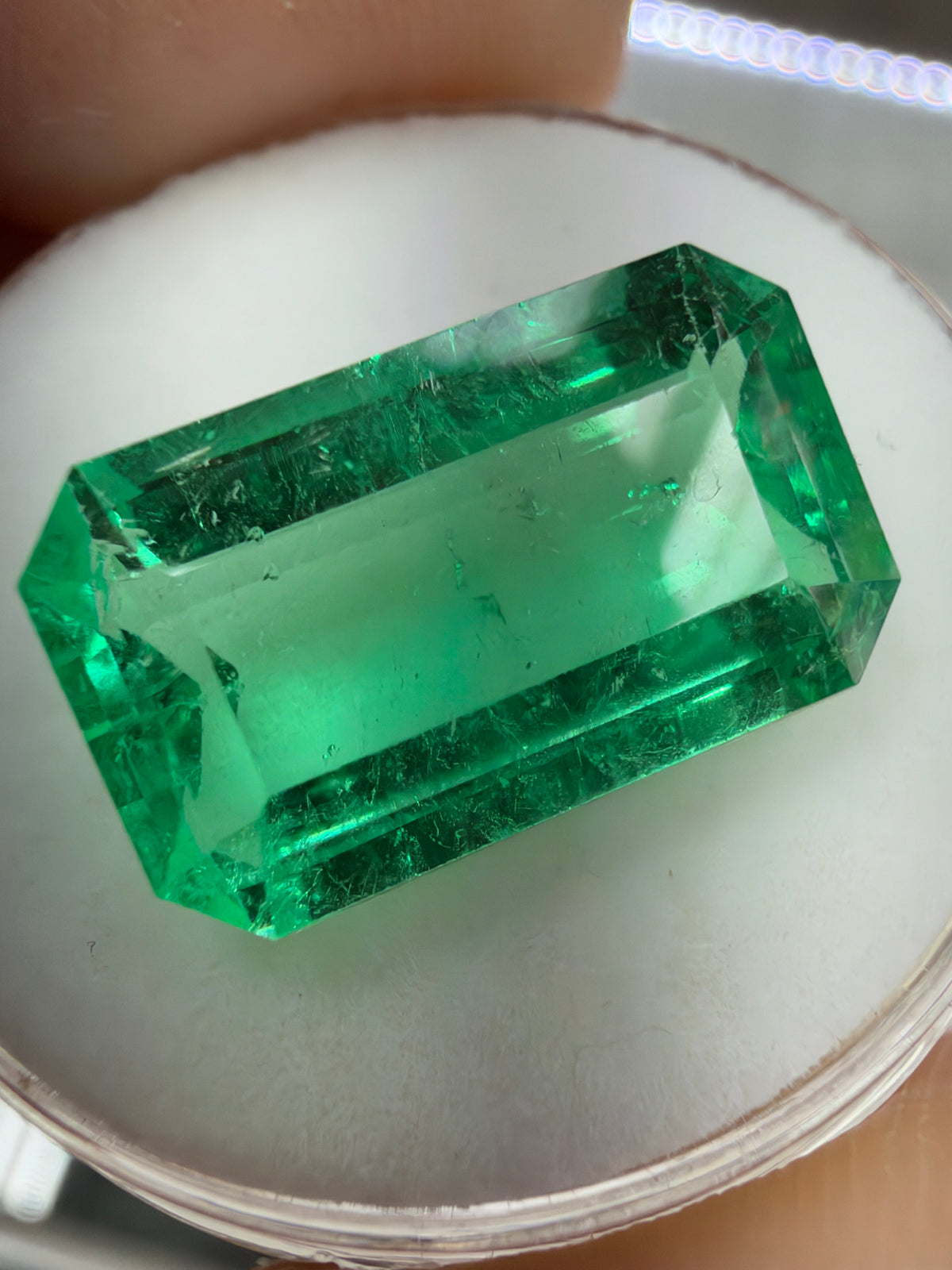 6.03 Carat 15x9 Hall Of Mirrors Yellowish Green Natural Loose Colombian Emerald-Elongated Emerald Cut