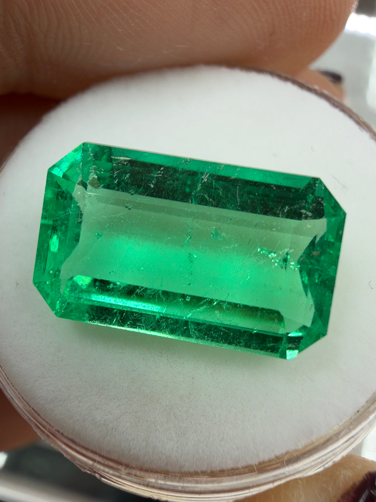6.03 Carat 15x9 Hall Of Mirrors Yellowish Green Natural Loose Colombian Emerald-Elongated Emerald Cut