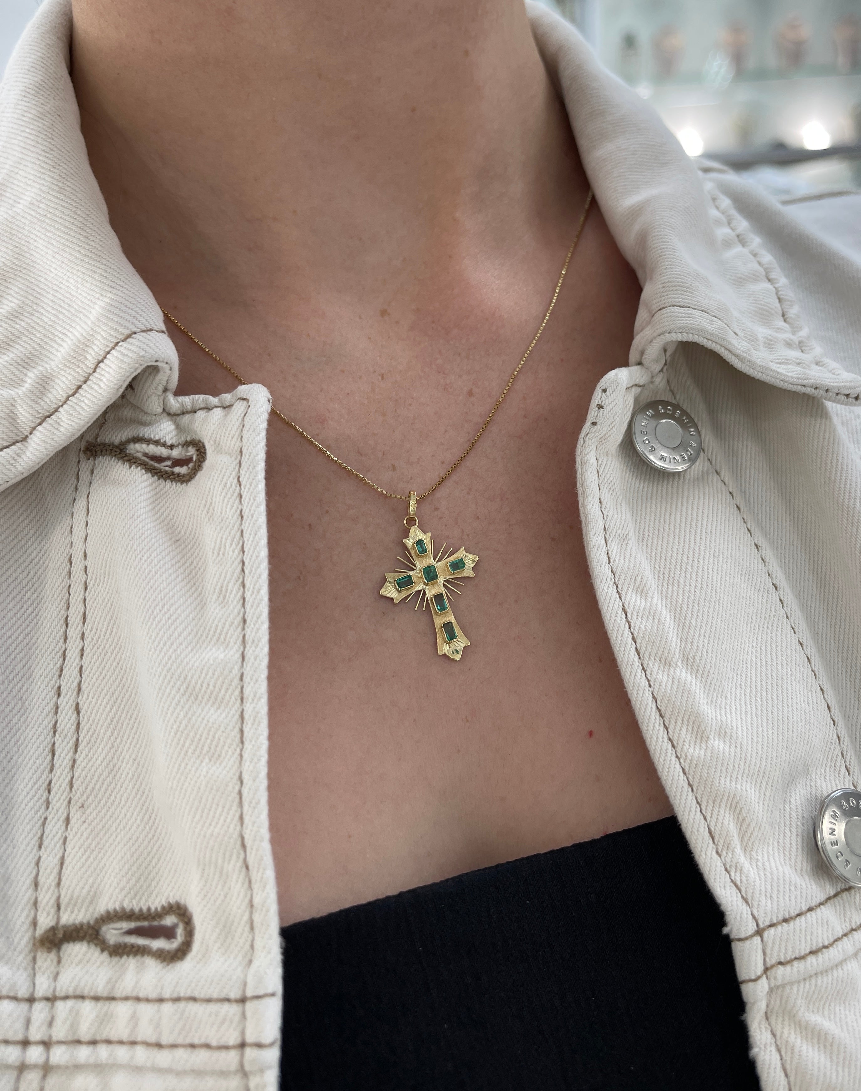 As seen on Instagram: Pre Columbian Inspired 18K Colombian Emerald Crosses