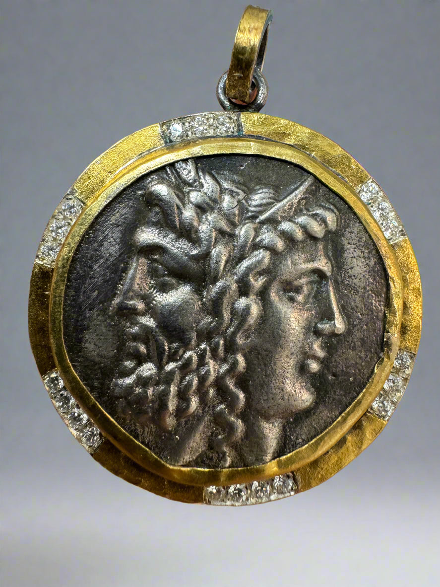 Janus & Janus 24K Gold & Diamond Medallion Pendant