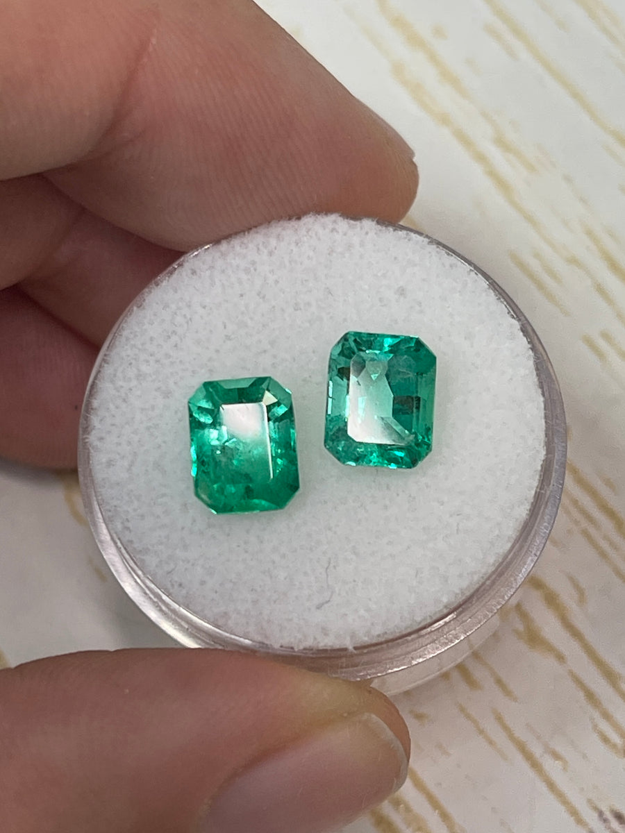 Two 8x6 Emerald Cut Loose Colombian Emeralds, Totaling 3.22 Carats