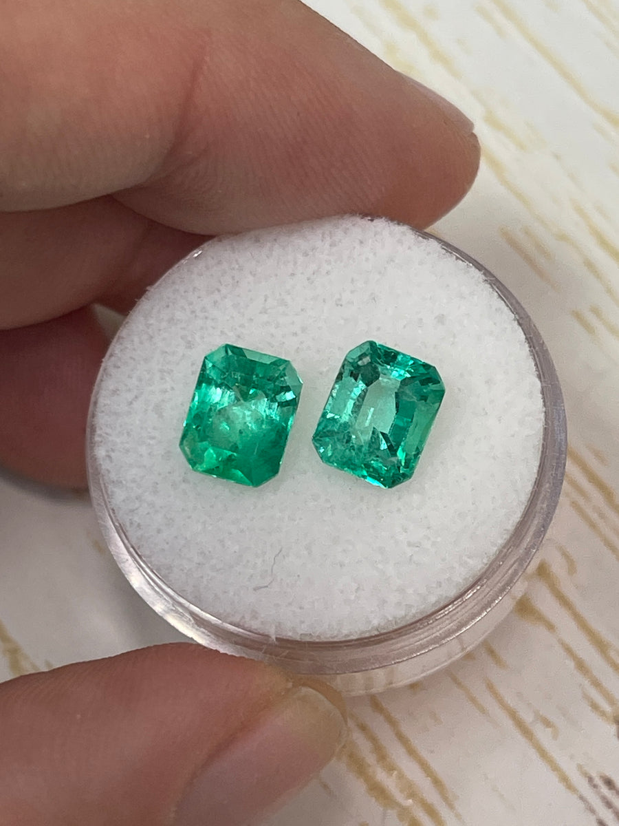 3.22tcw Green Colombian Emeralds with 8x6 Emerald Cut
