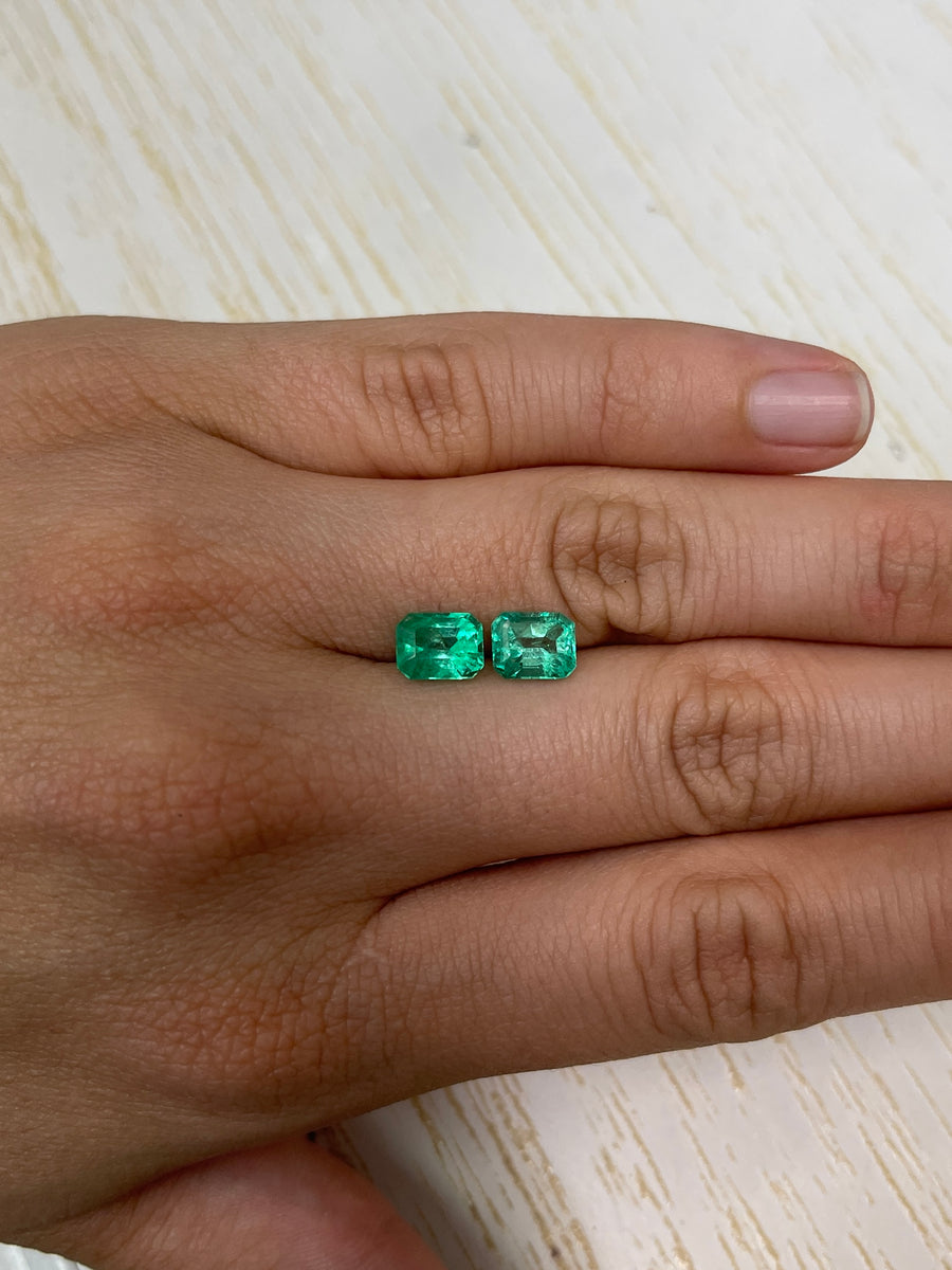 3.22tcw 8x6 Matching Green Loose Colombian Emeralds-Emerald Cut