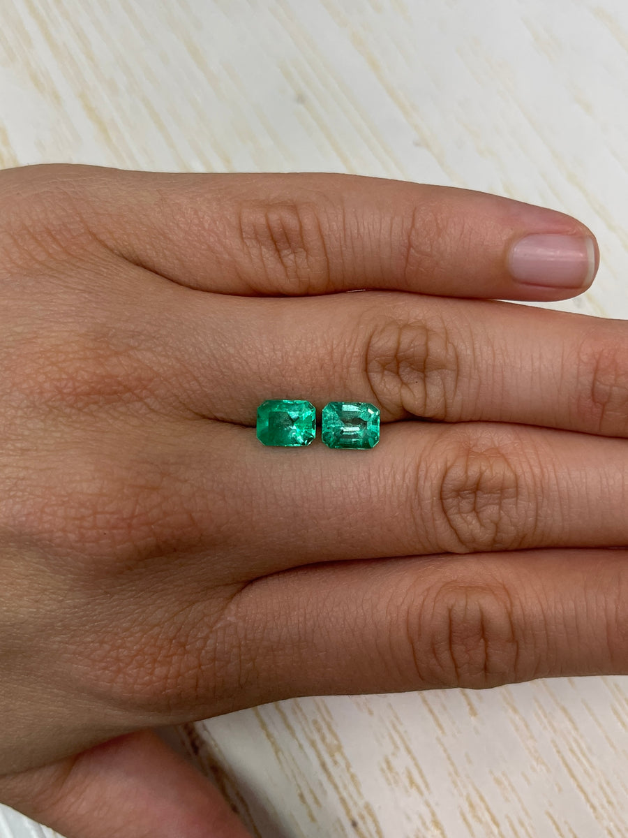 3.22tcw 8x6 Matching Green Loose Colombian Emeralds-Emerald Cut