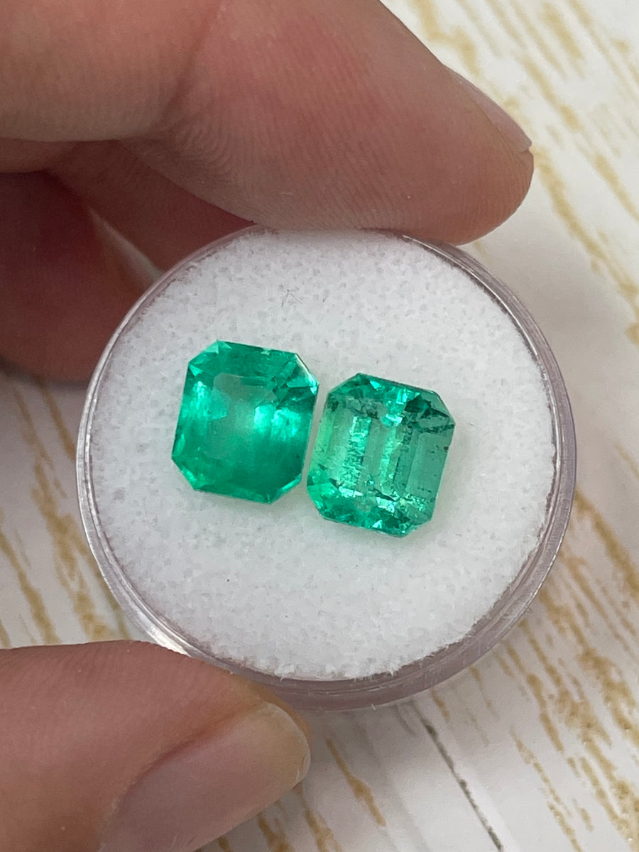 5.19 Carat Colombian Emeralds - Identical Loose Stones, Emerald Cut