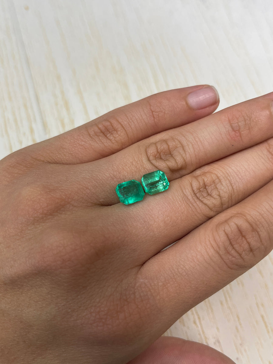 5.19tcw 9x8 Matching Loose Colombian Emeralds-Emerald Cut