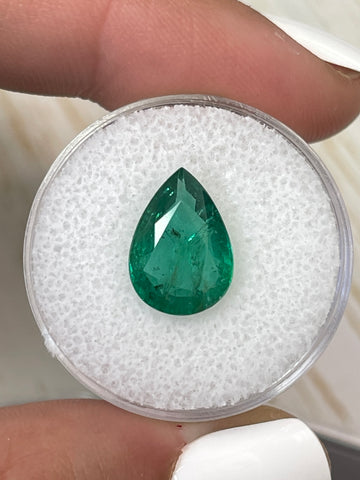 Emerald Gemstone - 3.44 Carat Pear Cut - Natural Zambian Emerald
