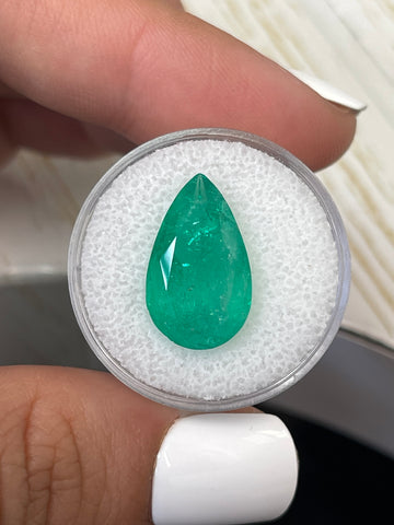 Emerald Gemstone: Stunning 7.49 Carat Colombian Pear-Cut Green Natural Beauty