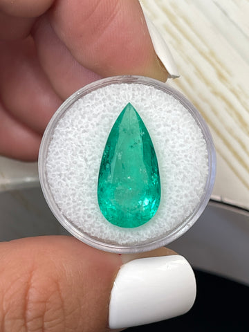 Massive 8.57 Carat Pear-Cut Colombian Emerald - Natural Green Beauty