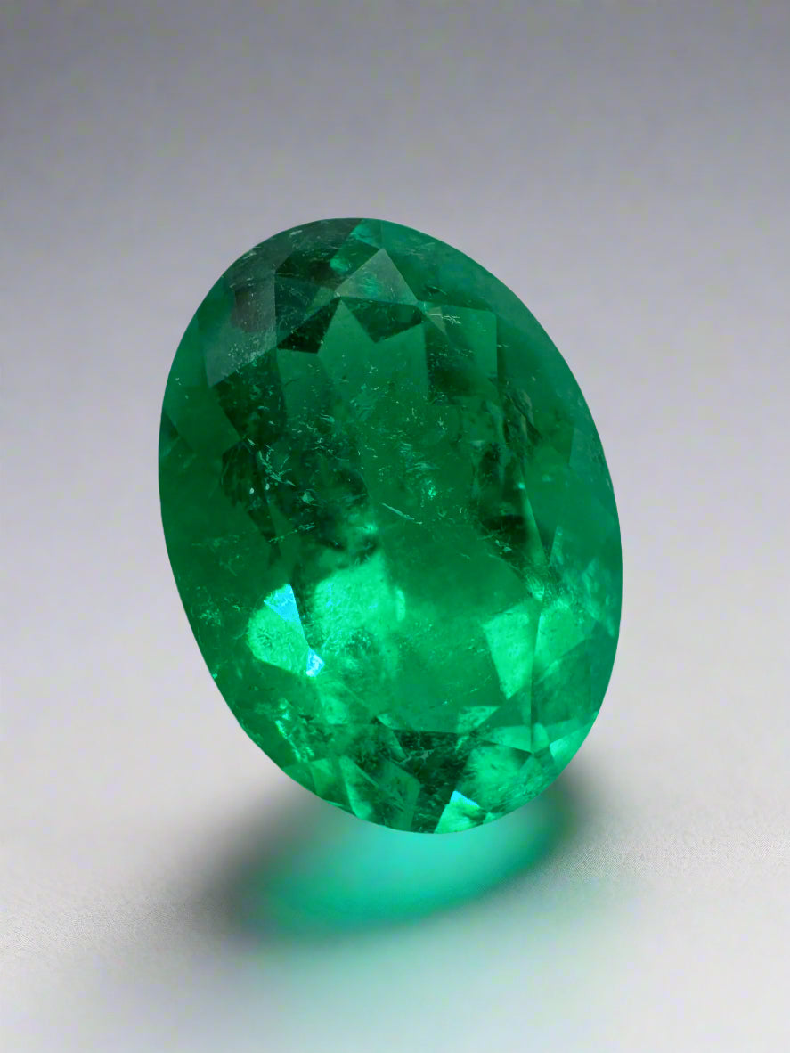 3.36 Carat 12x9 AAA+ Vivid Muzo Green Natural Oval Colombian Emerald-Loose