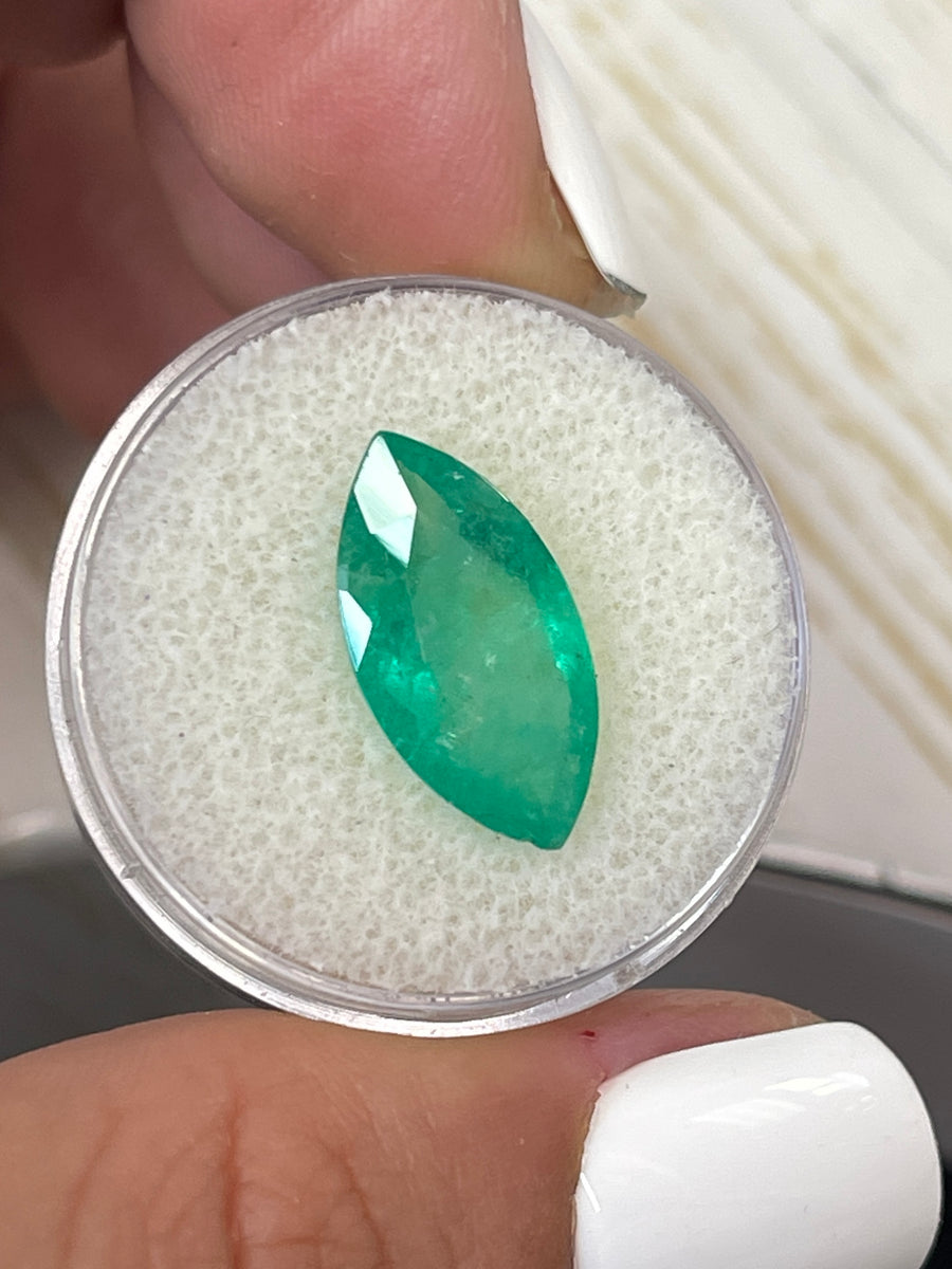Genuine Colombian Green Emerald Marquise: 4.86 Carats, 17x9mm Dimensions