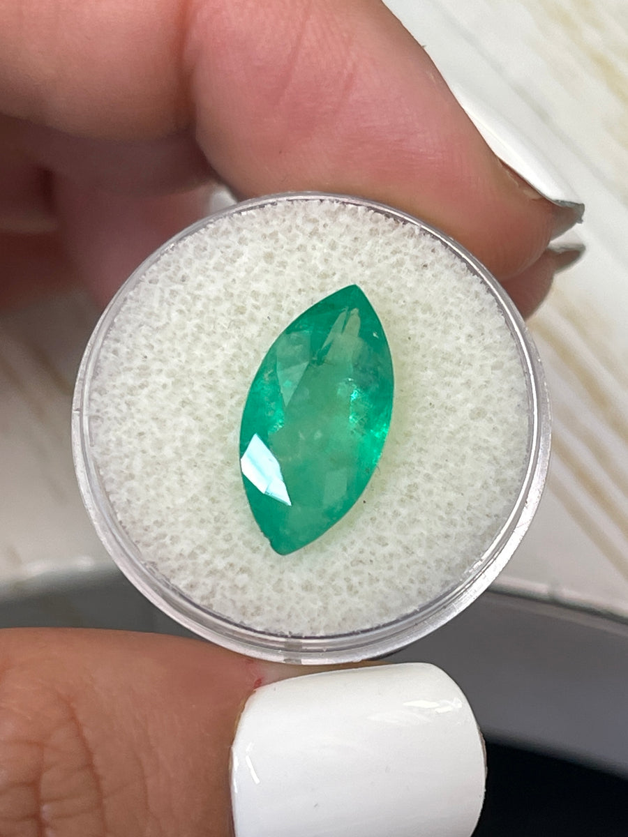 Natural Colombian Green Emerald in Marquise Shape: 4.86 Carats, 17x9mm