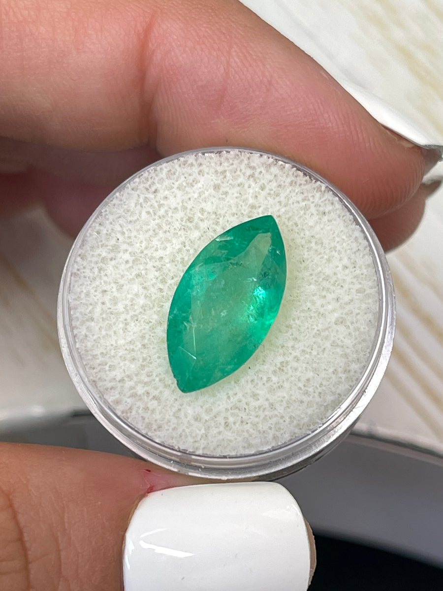 4.86 Carat Marquise-Cut Colombian Green Emerald: 17x9mm Size