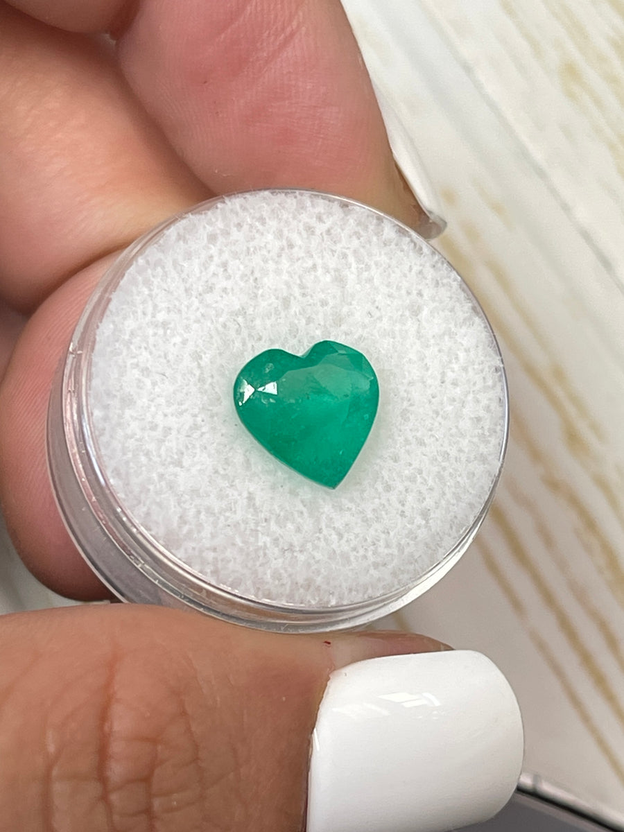 Green Colombian Emerald - 2.52 Carat Heart-Shaped Loose Gem