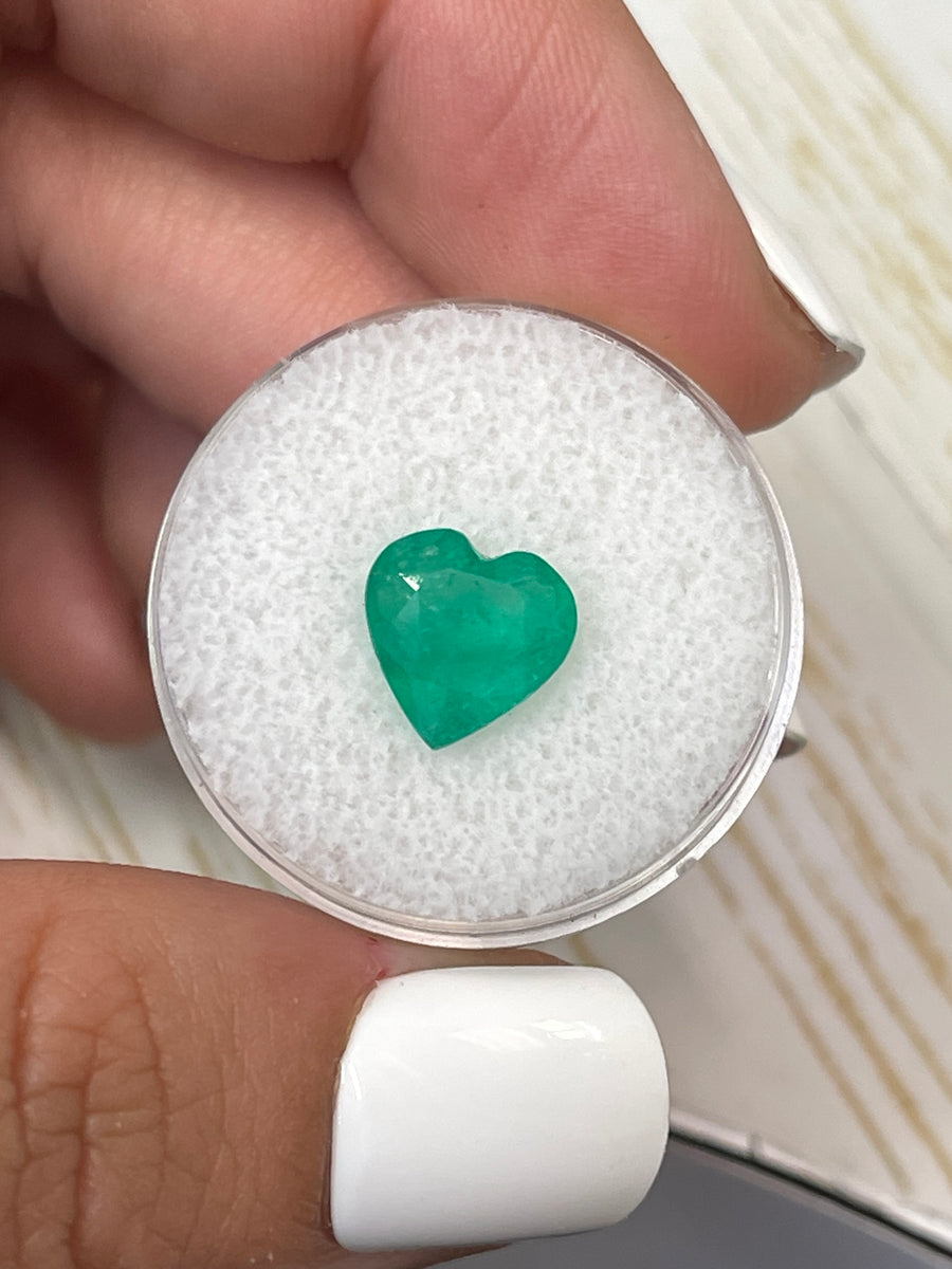 9.5x9.5mm Heart Cut Colombian Emerald - 2.52 Carat Green Gemstone